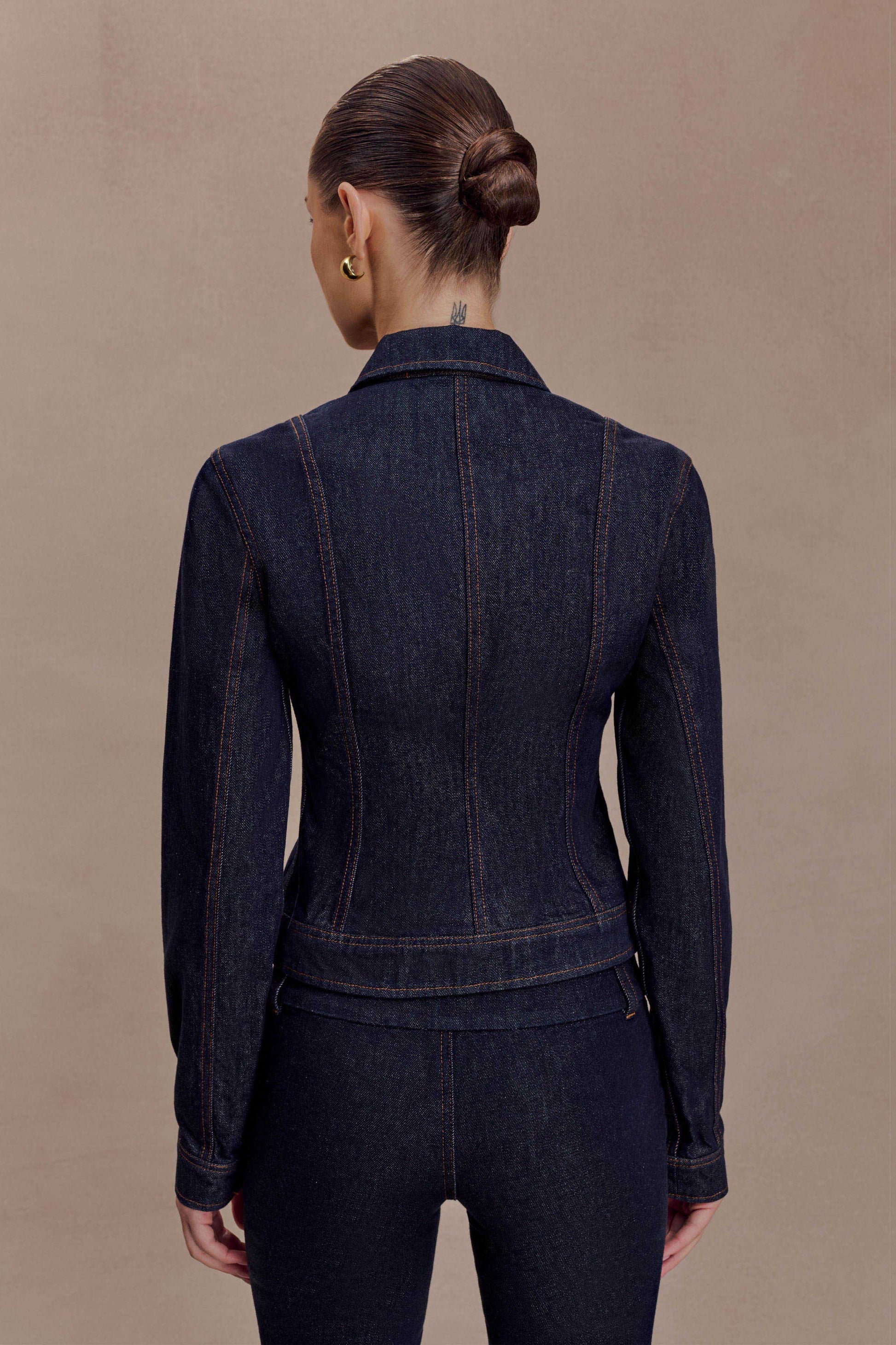 Cierra Cinched Jacket Top - Washed Indigo Blue #2