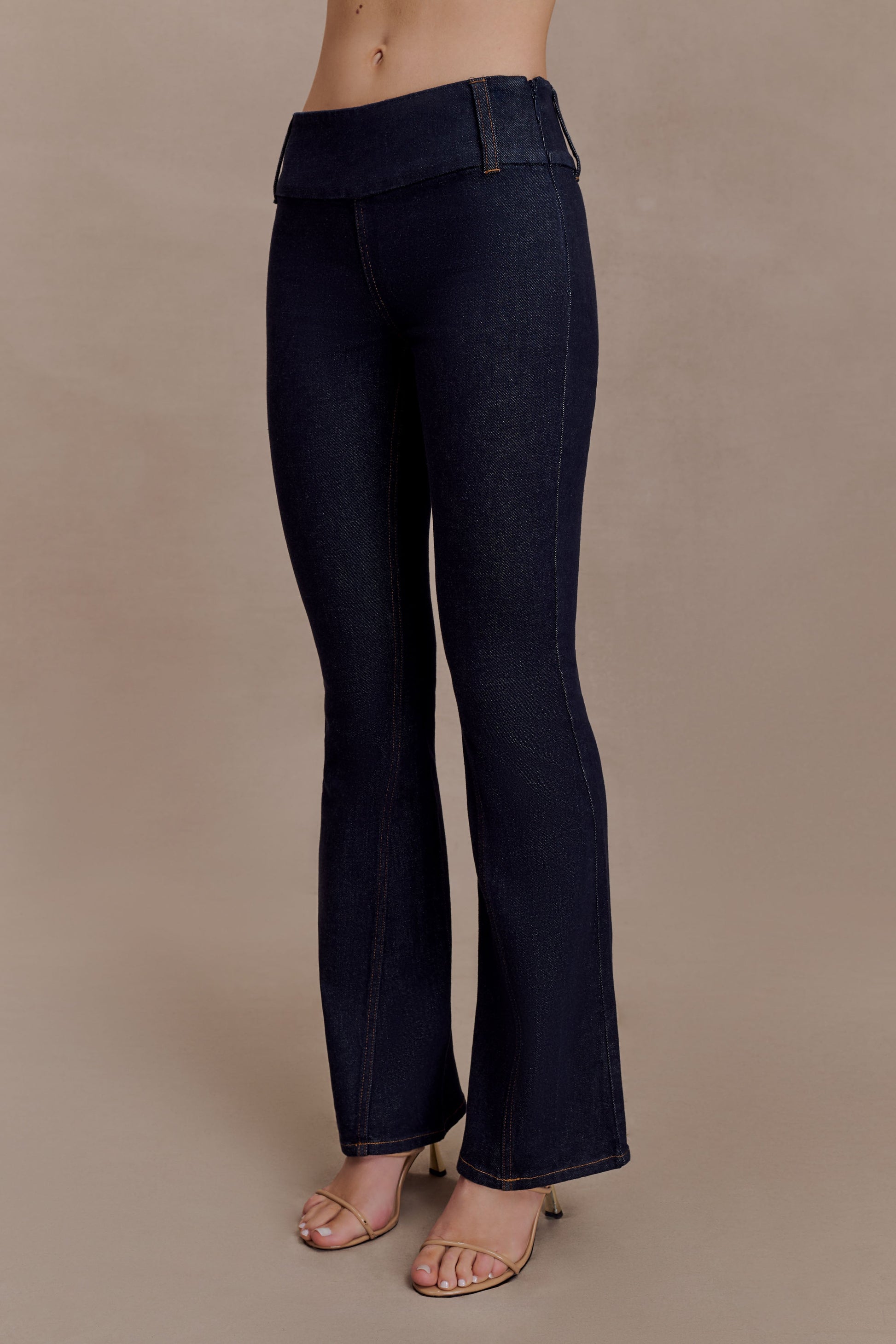 Shelly Flared Denim Jeans - Washed Indigo Blue #3