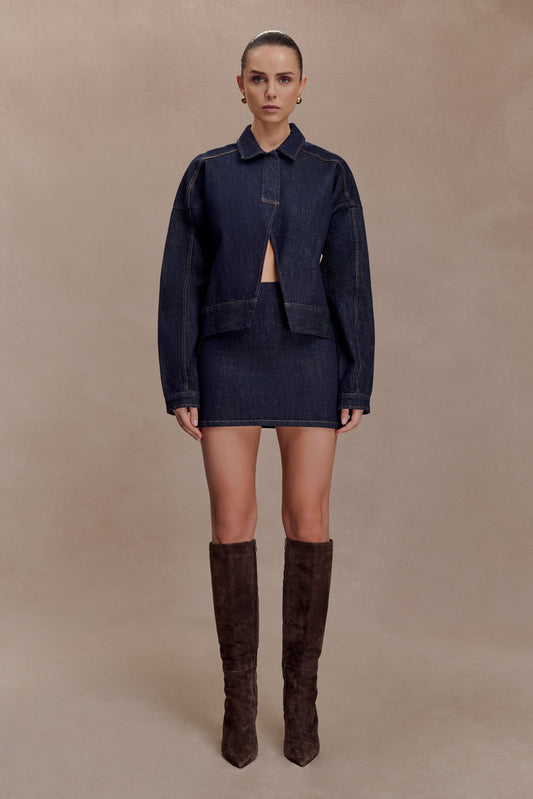 Ellie Denim Mini Skirt - Washed Indigo Blue
