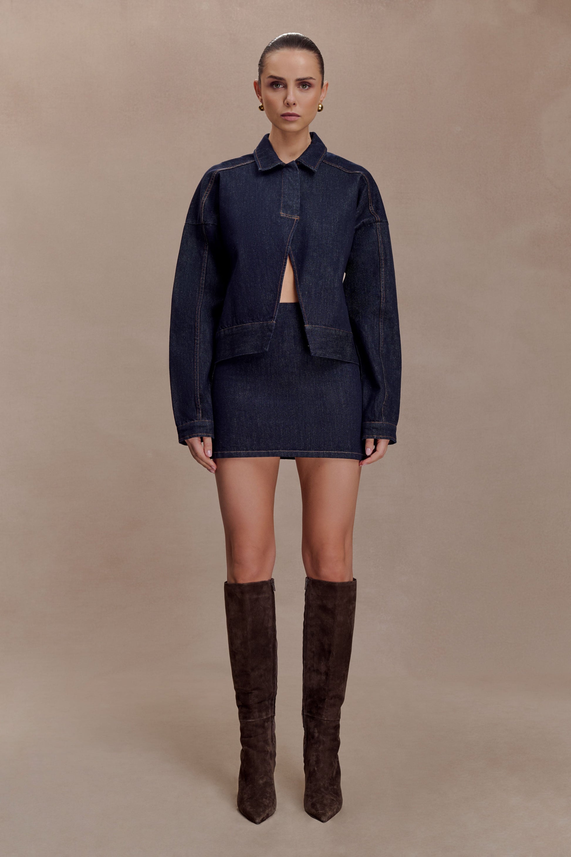 Olandria Oversized Jacket Top - Washed Indigo Blue #6