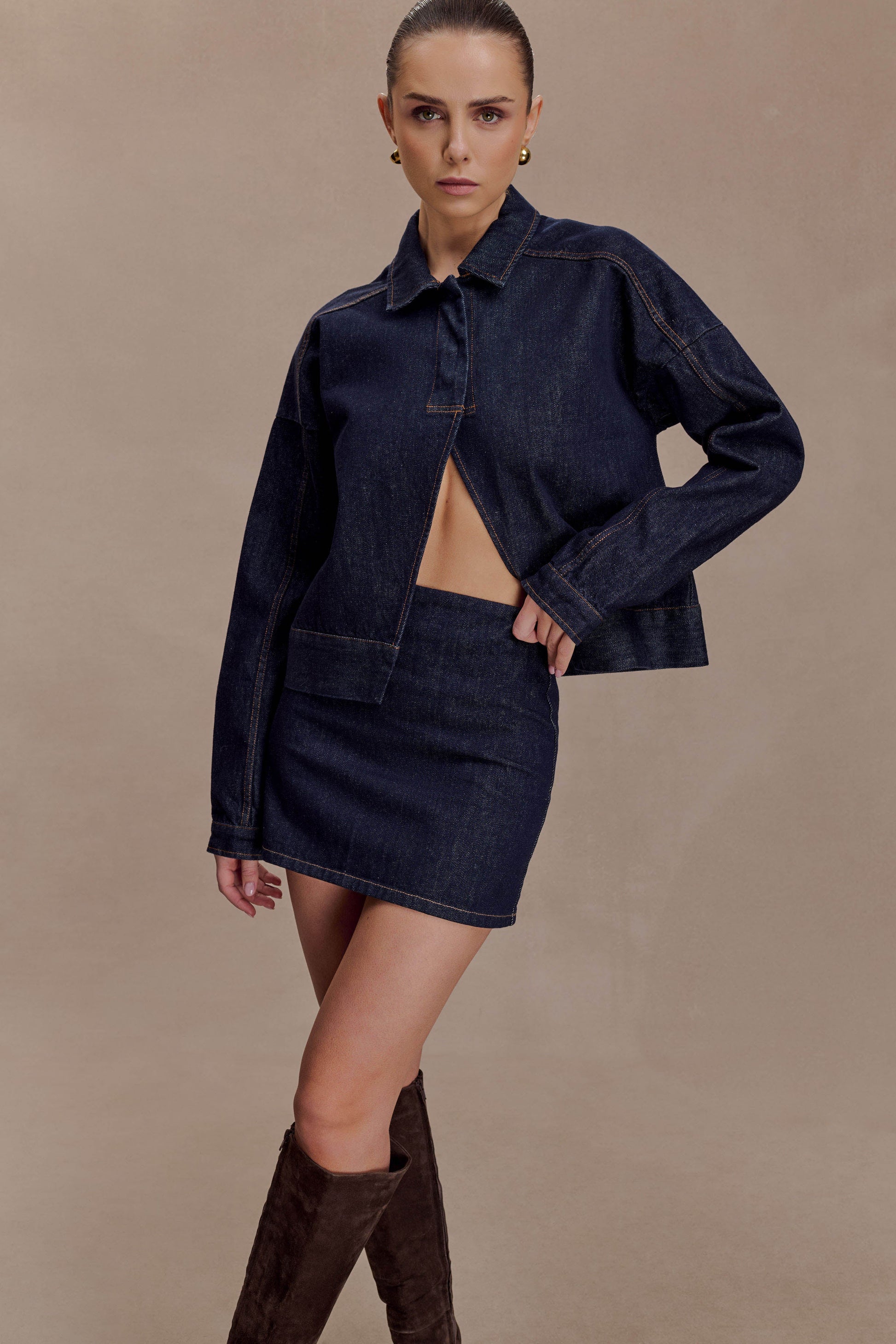 Ellie Denim Mini Skirt - Washed Indigo Blue #2
