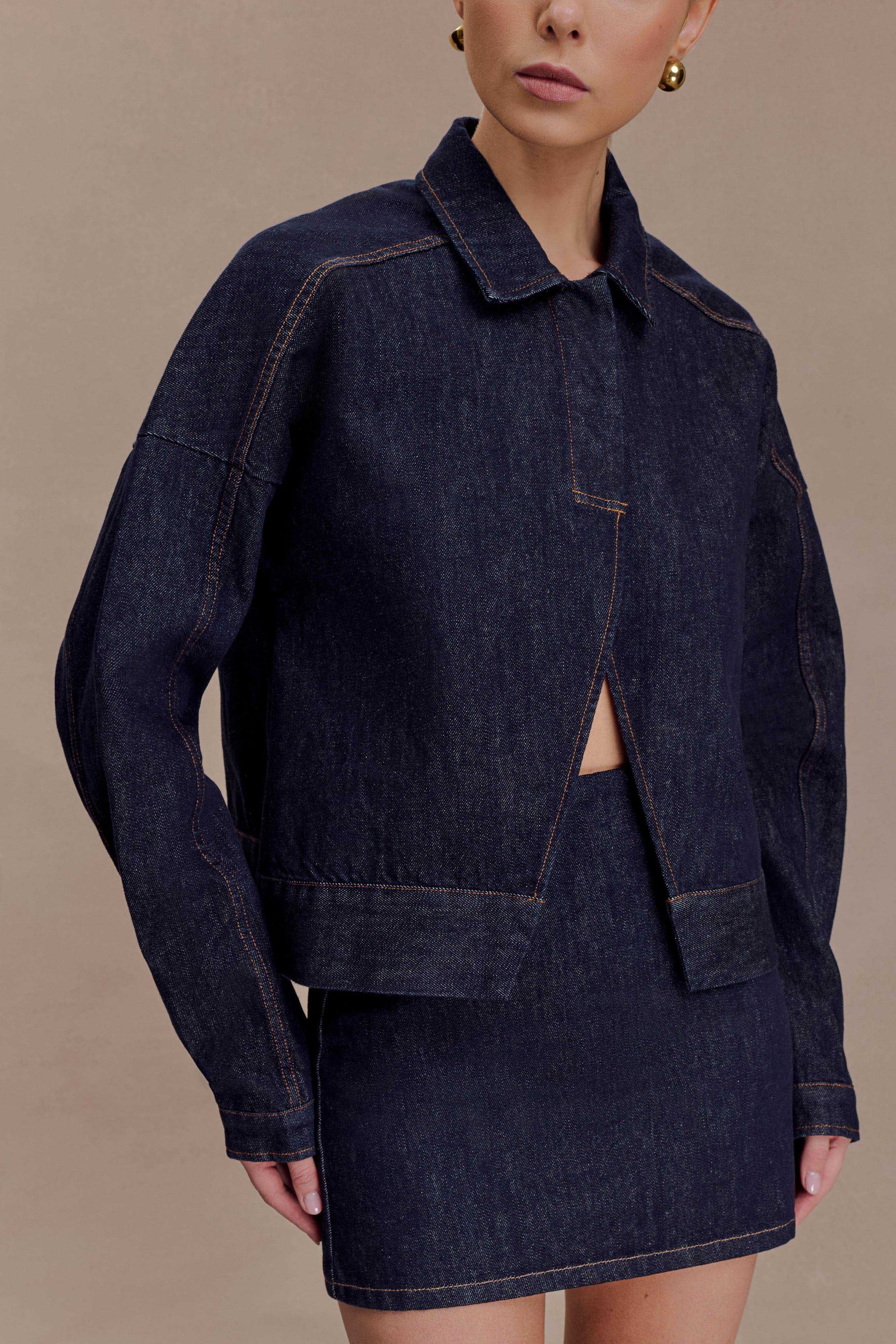 Olandria Oversized Jacket Top - Washed Indigo Blue #3