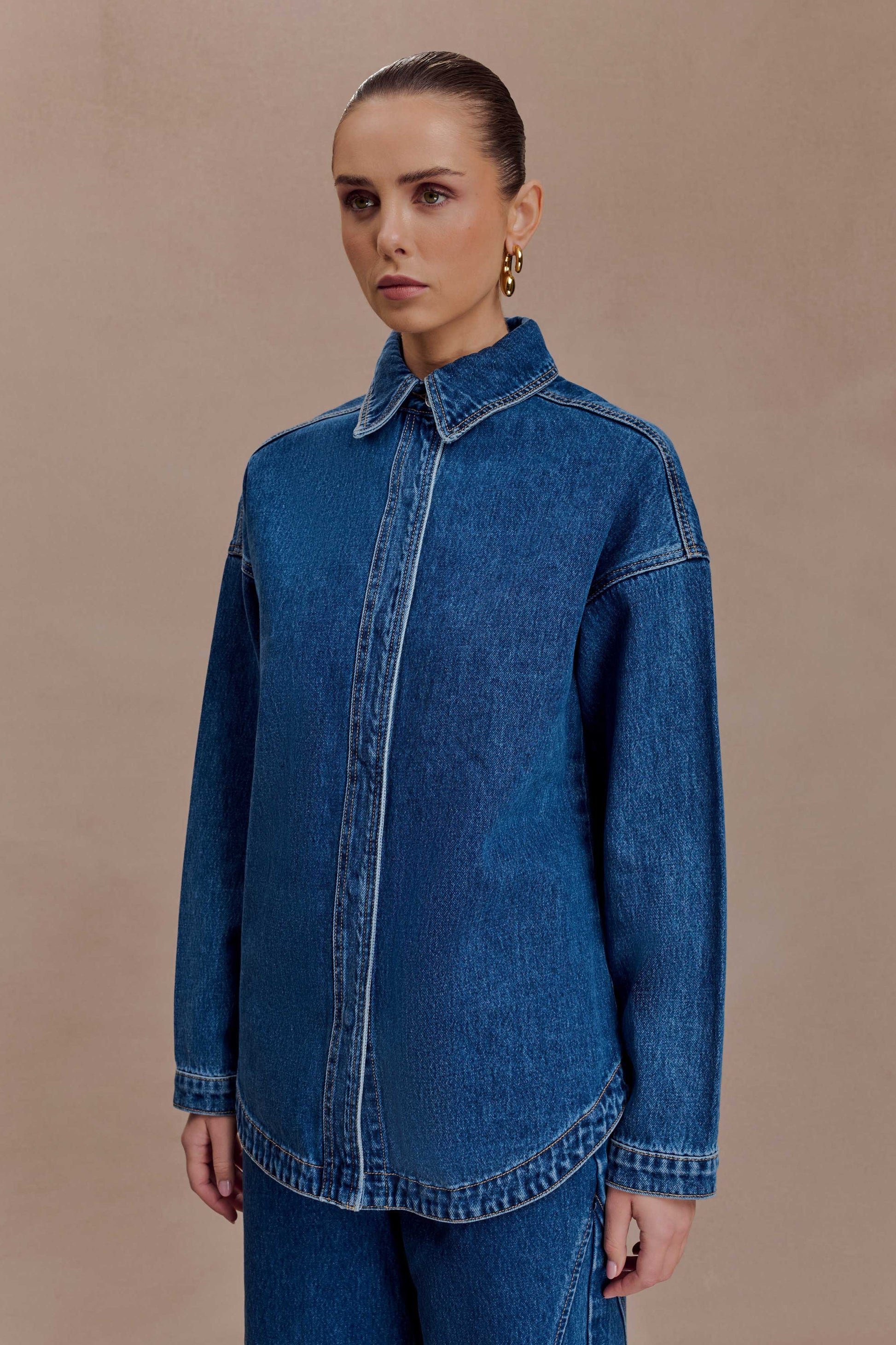 Lioda Oversized Denim Shirt - Dark Blue #3