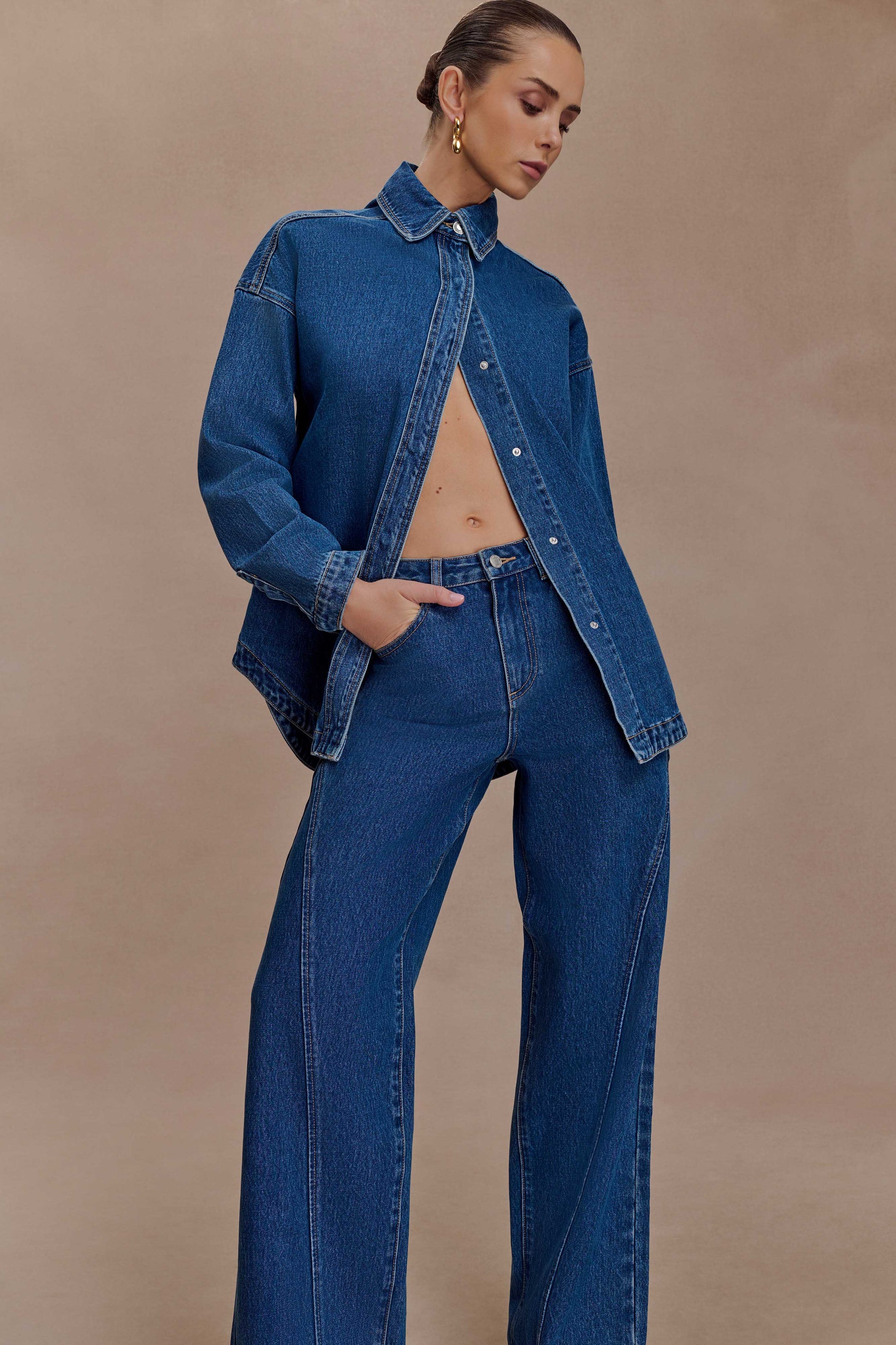 Georgette Mid Rise Paneled Denim Jeans - Dark Blue #6