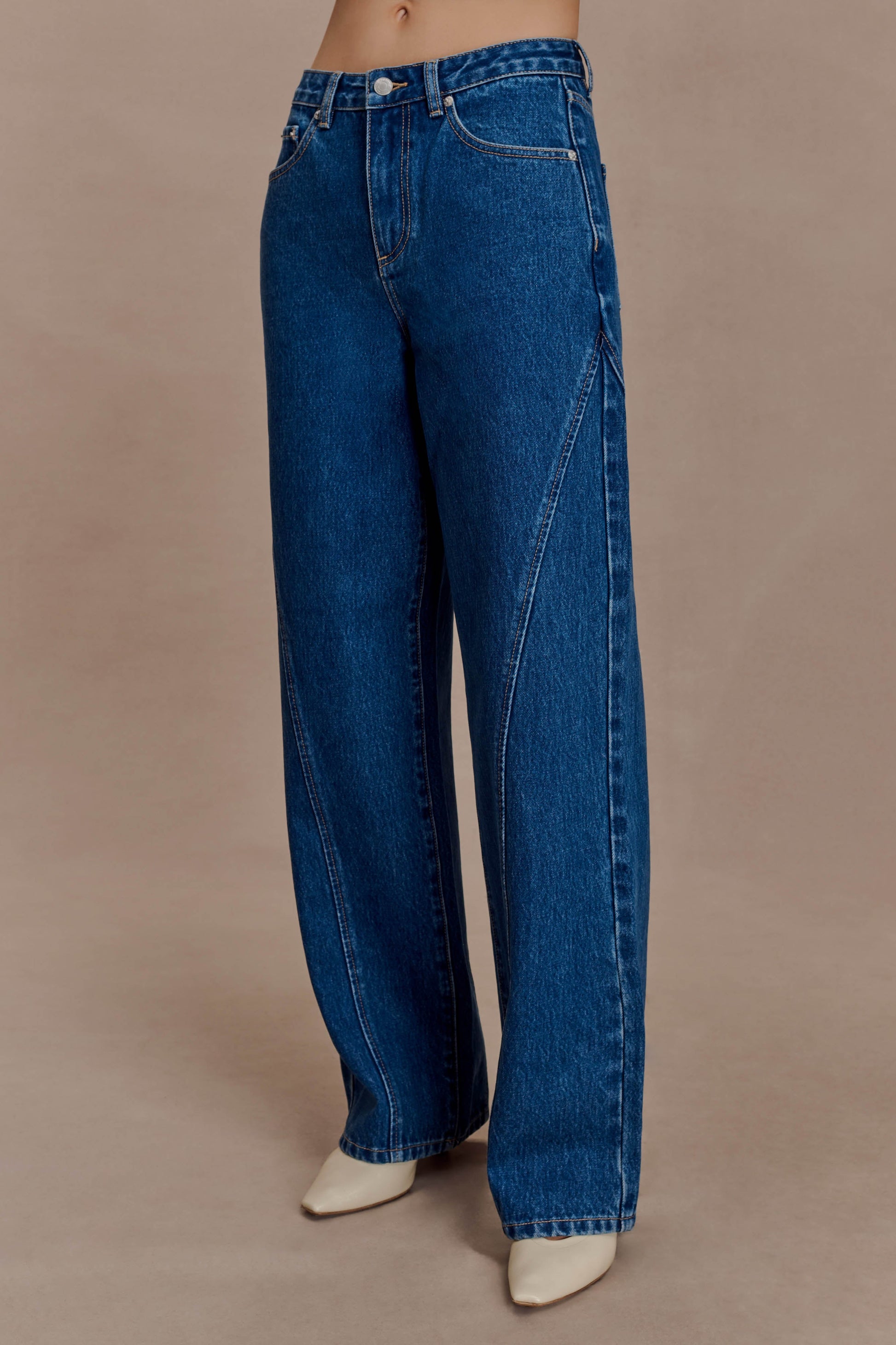 Georgette Mid Rise Paneled Denim Jeans - Dark Blue #3