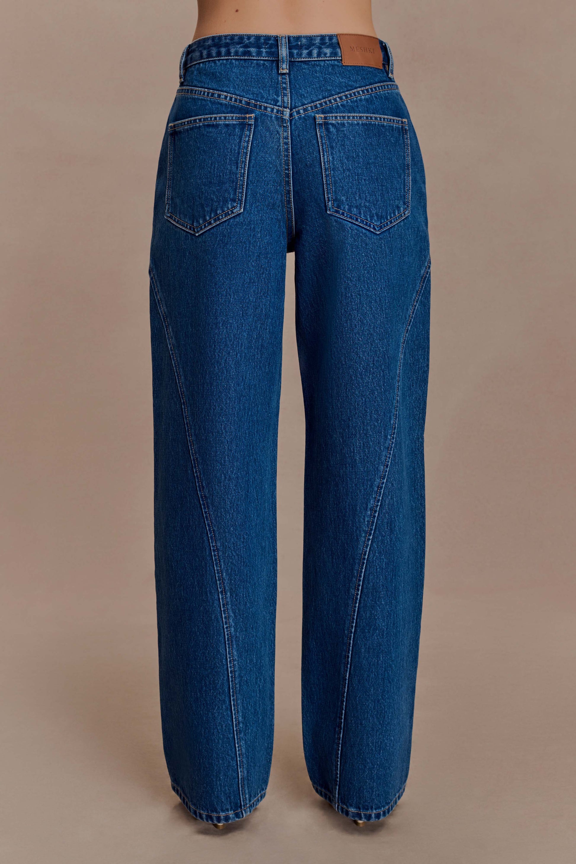 Georgette Mid Rise Paneled Denim Jeans - Dark Blue #2