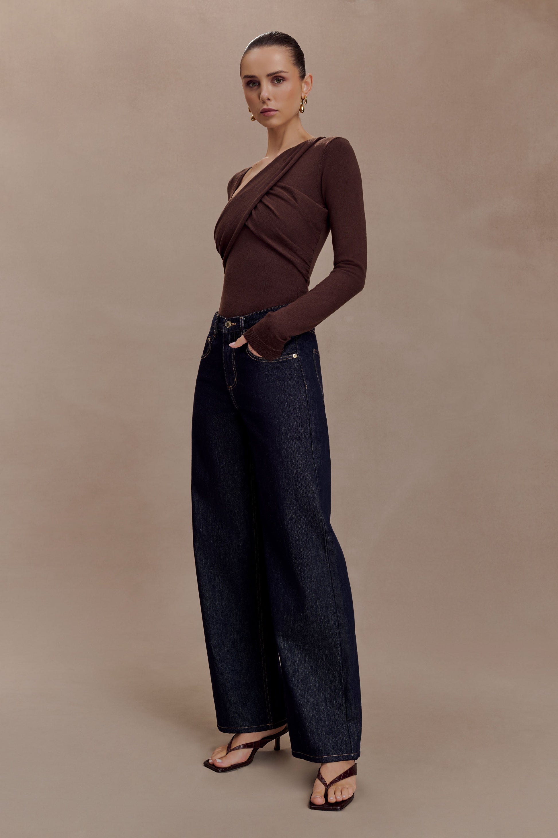 Kaylen Knit Long Sleeve Top - Dark Chocolate #4