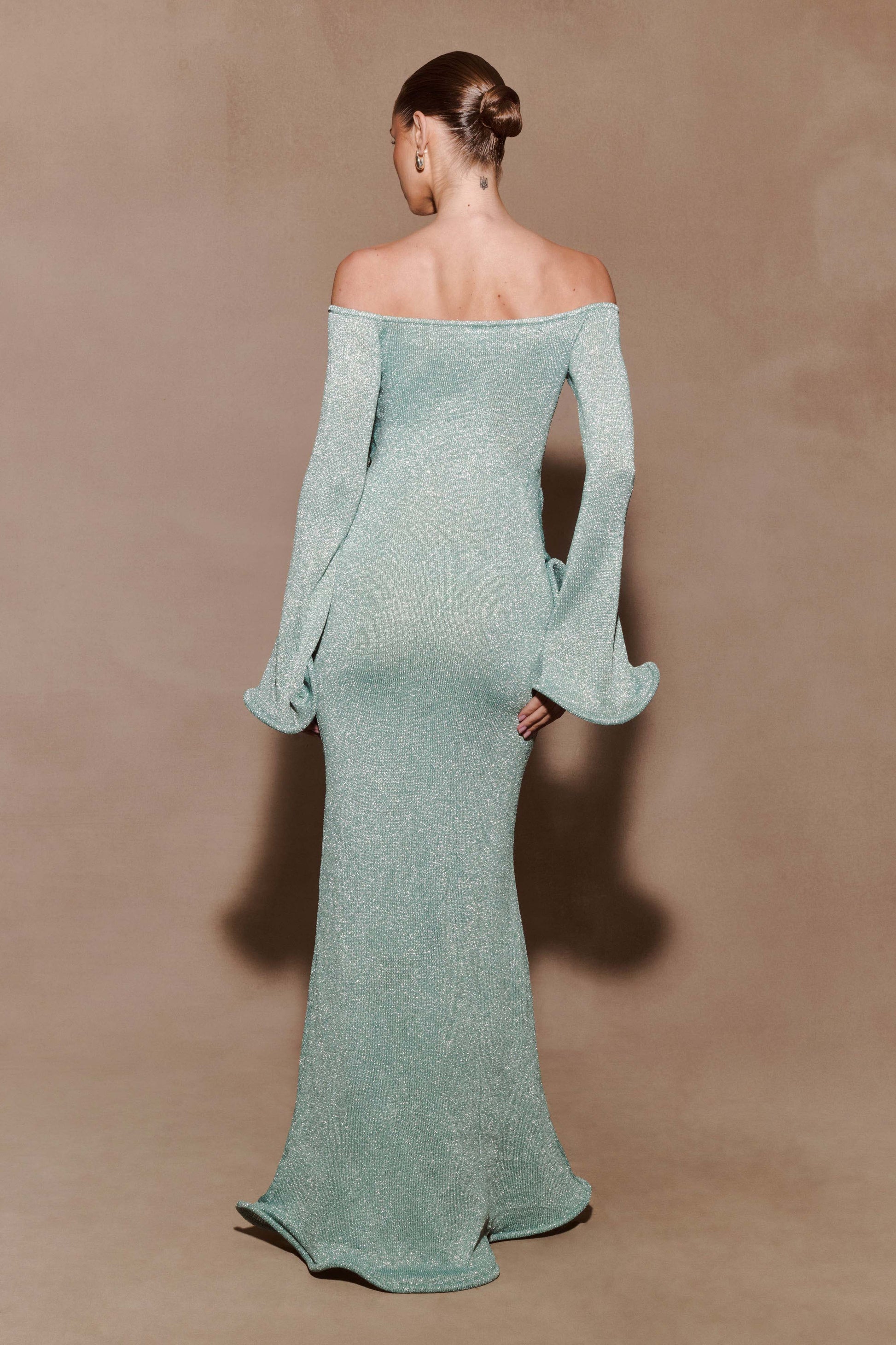 Sandrine Lurex Knit Maxi Dress - Aqua #2
