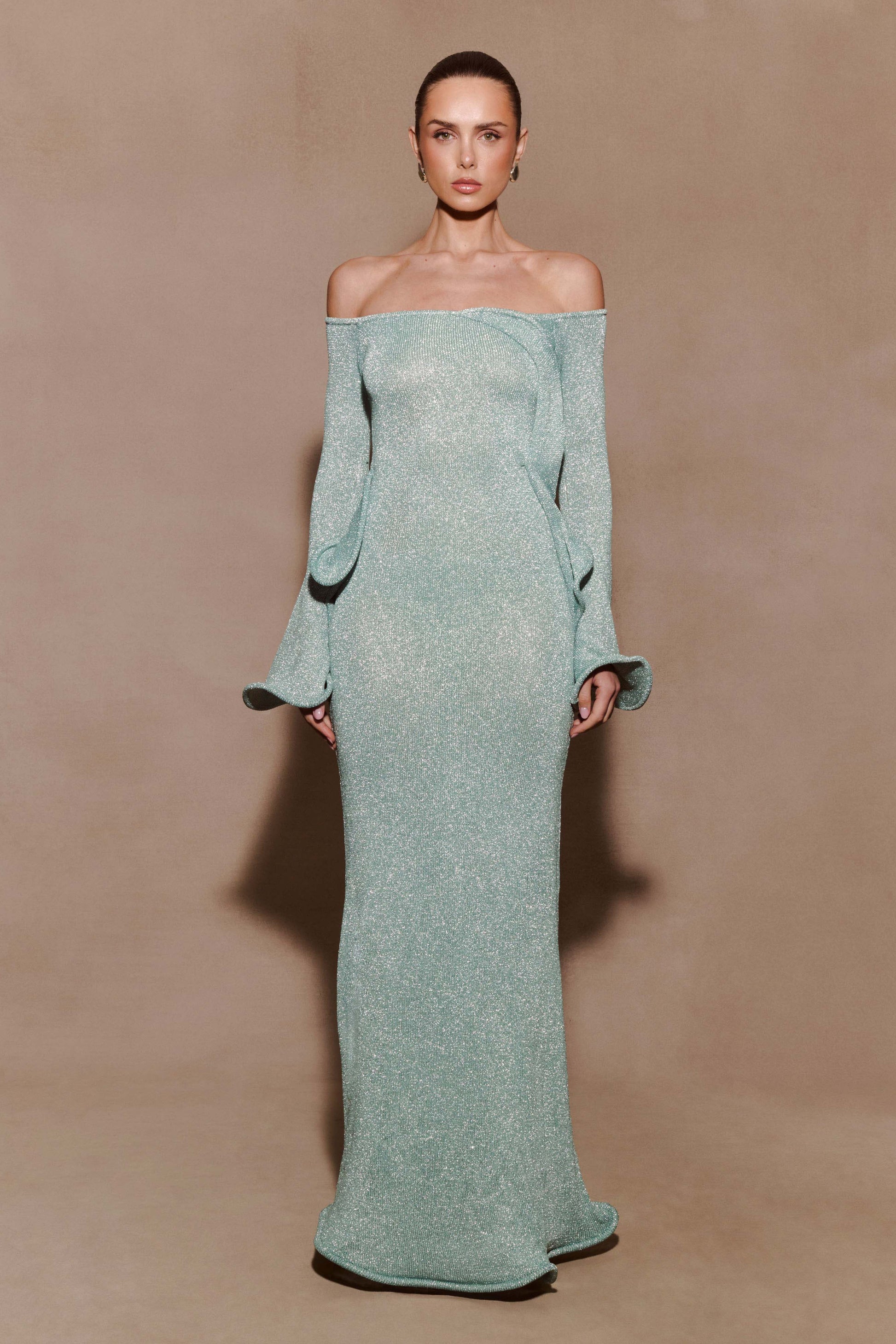 Sandrine Lurex Knit Maxi Dress - Aqua
