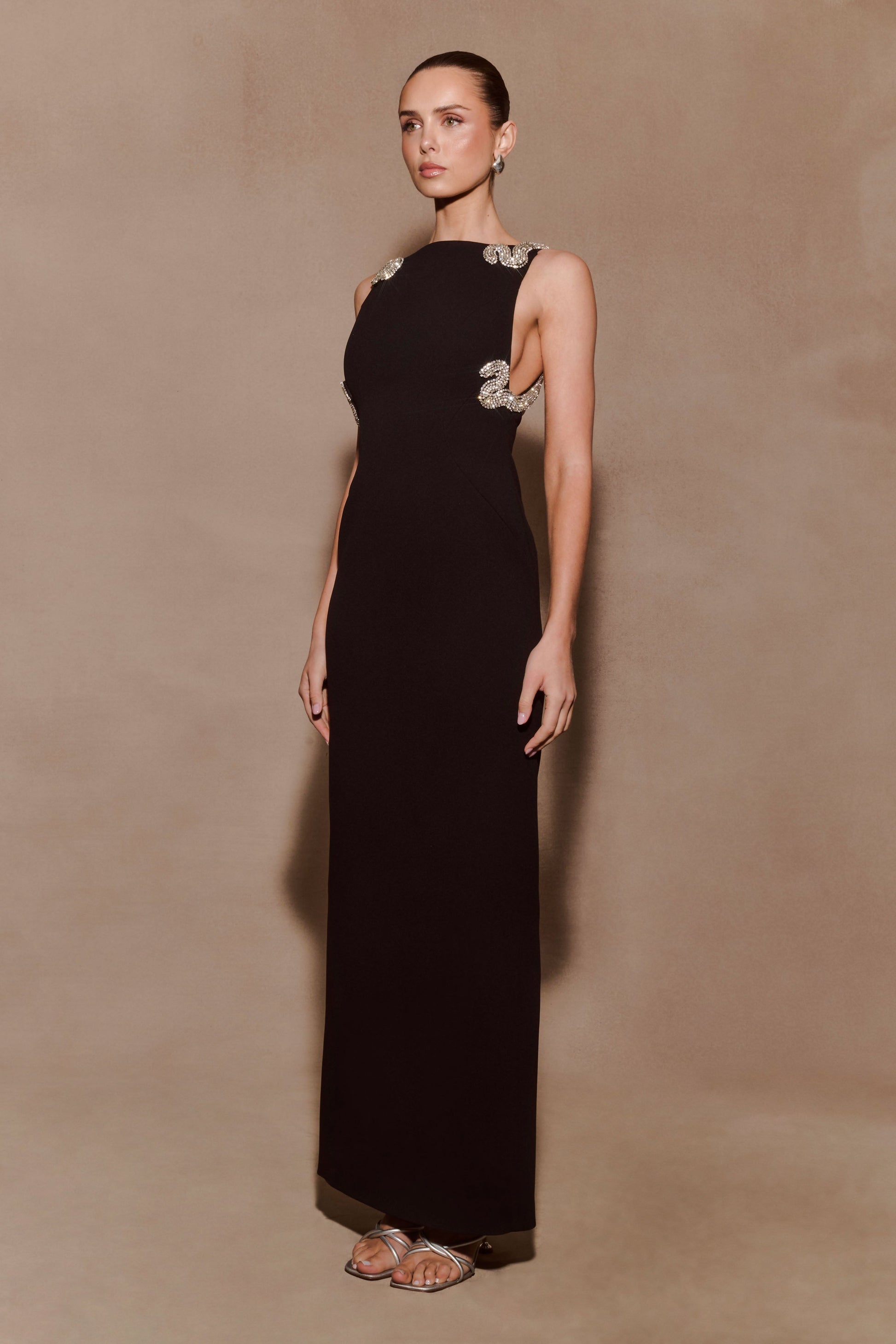 Lorde Embellished Crepe Maxi Dress - Black #3