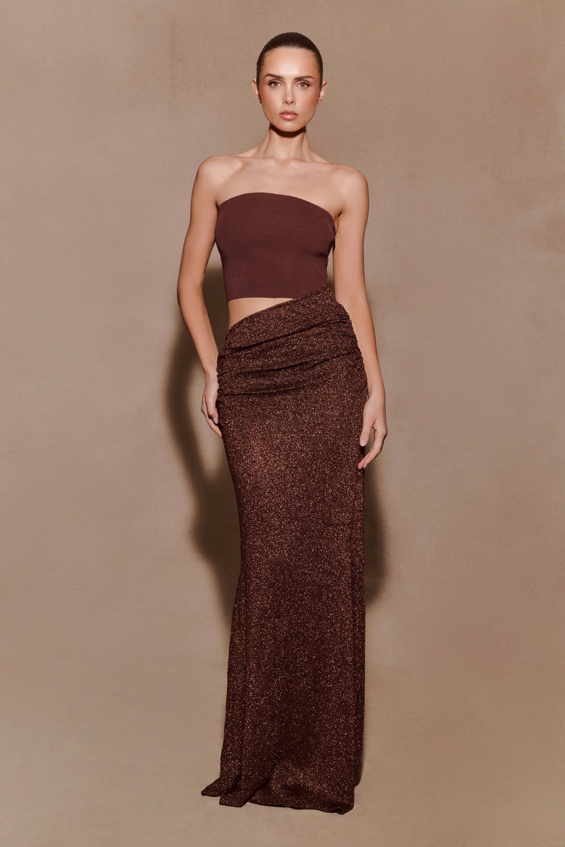 Jasiel Strapless Knit Maxi Dress - Chocolate #3