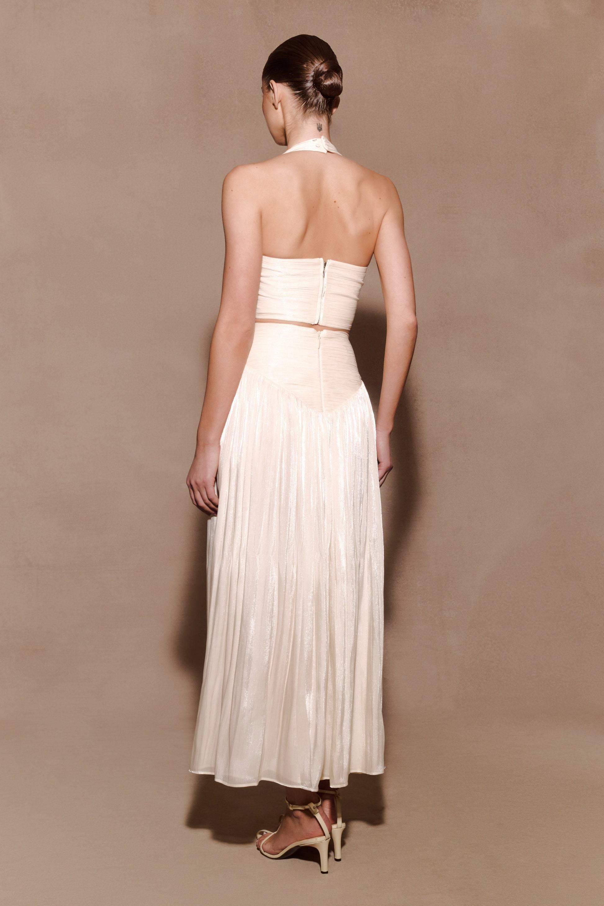 Makena Gathered Midi Skirt - Opal White #6