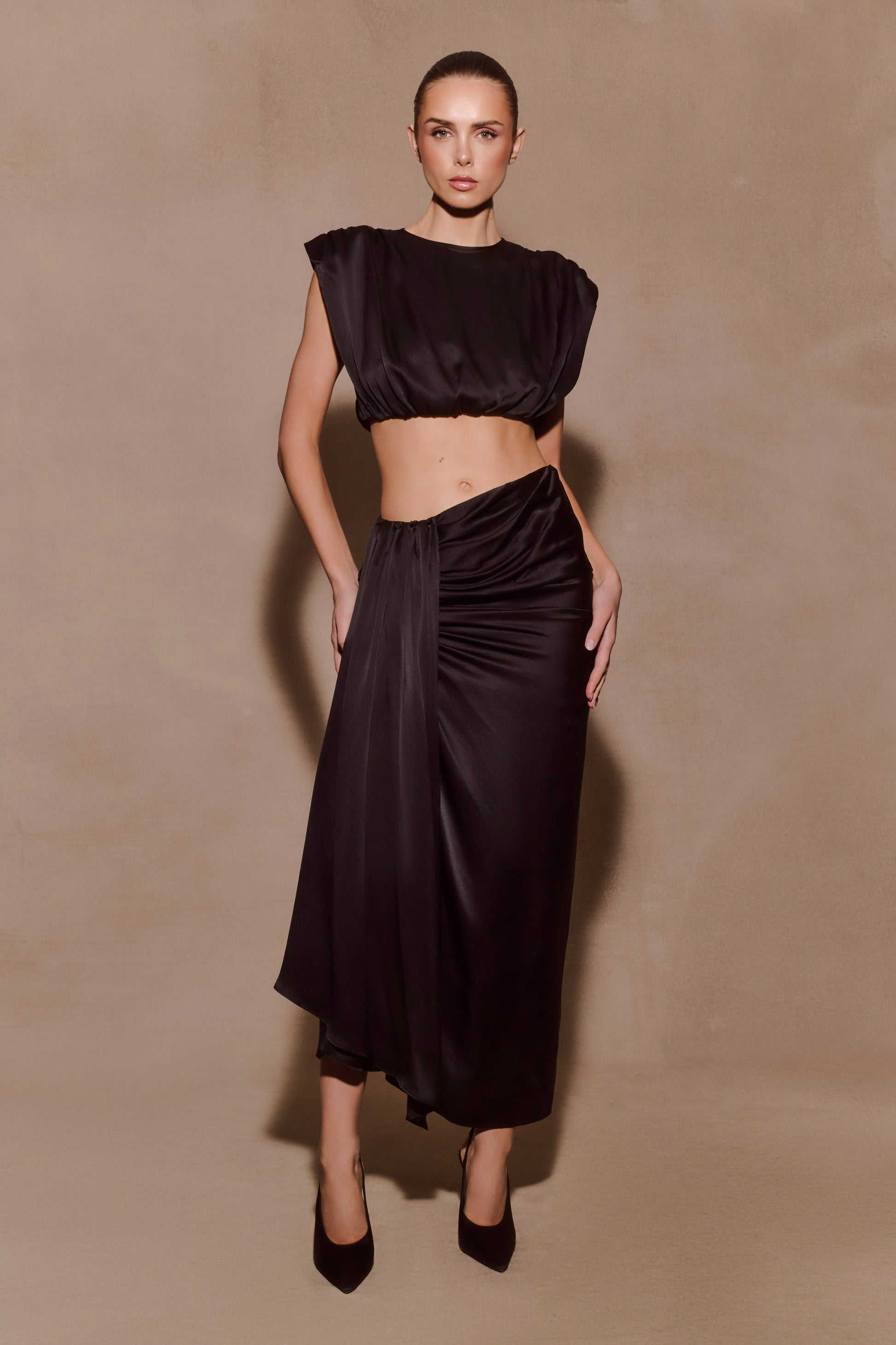 Zendaya Silk Midi Skirt - Black #2