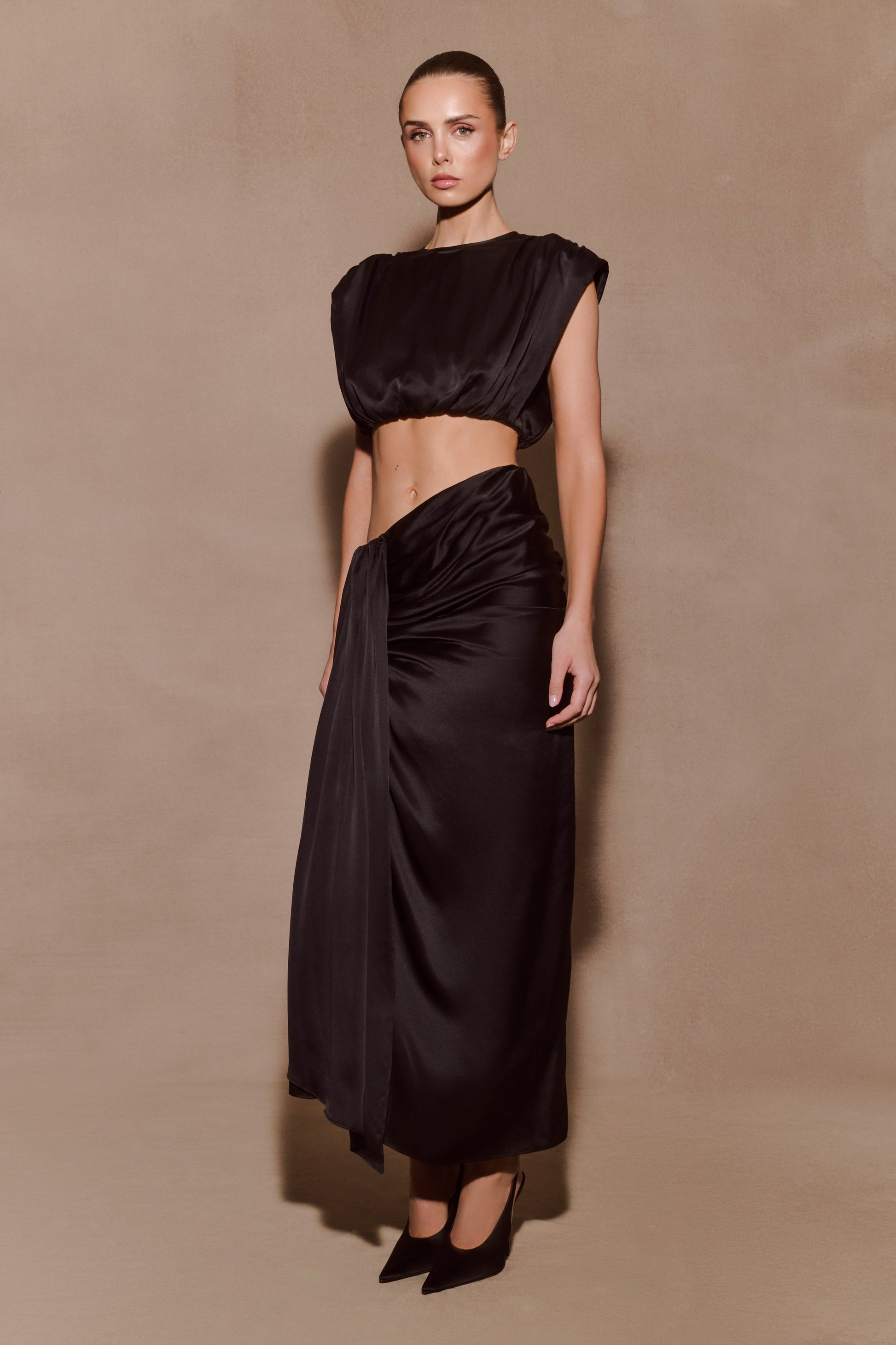Zendaya Silk Midi Skirt - Black #3