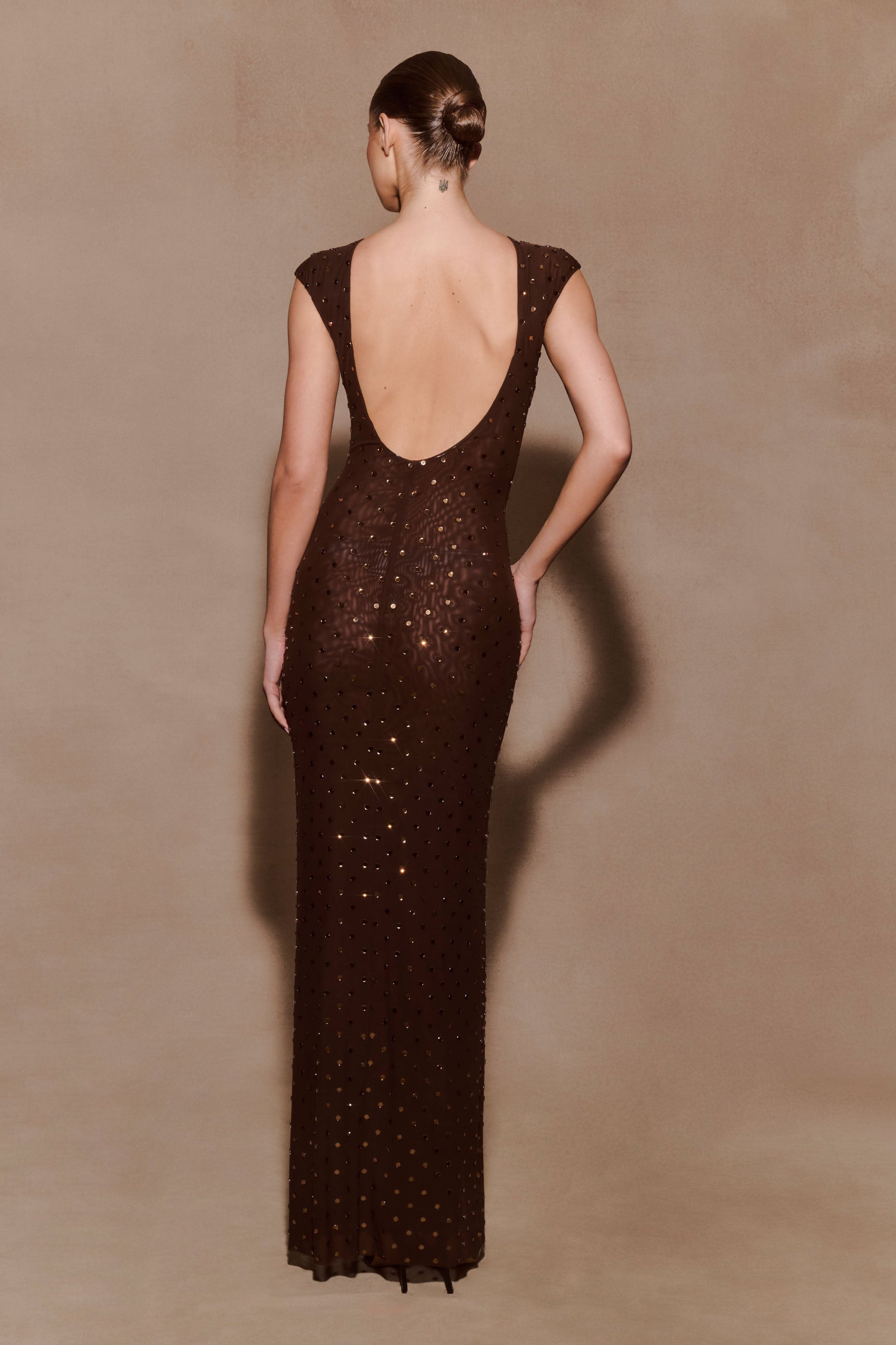 Samara Sleeveless Diamante Maxi Dress - Chocolate #6