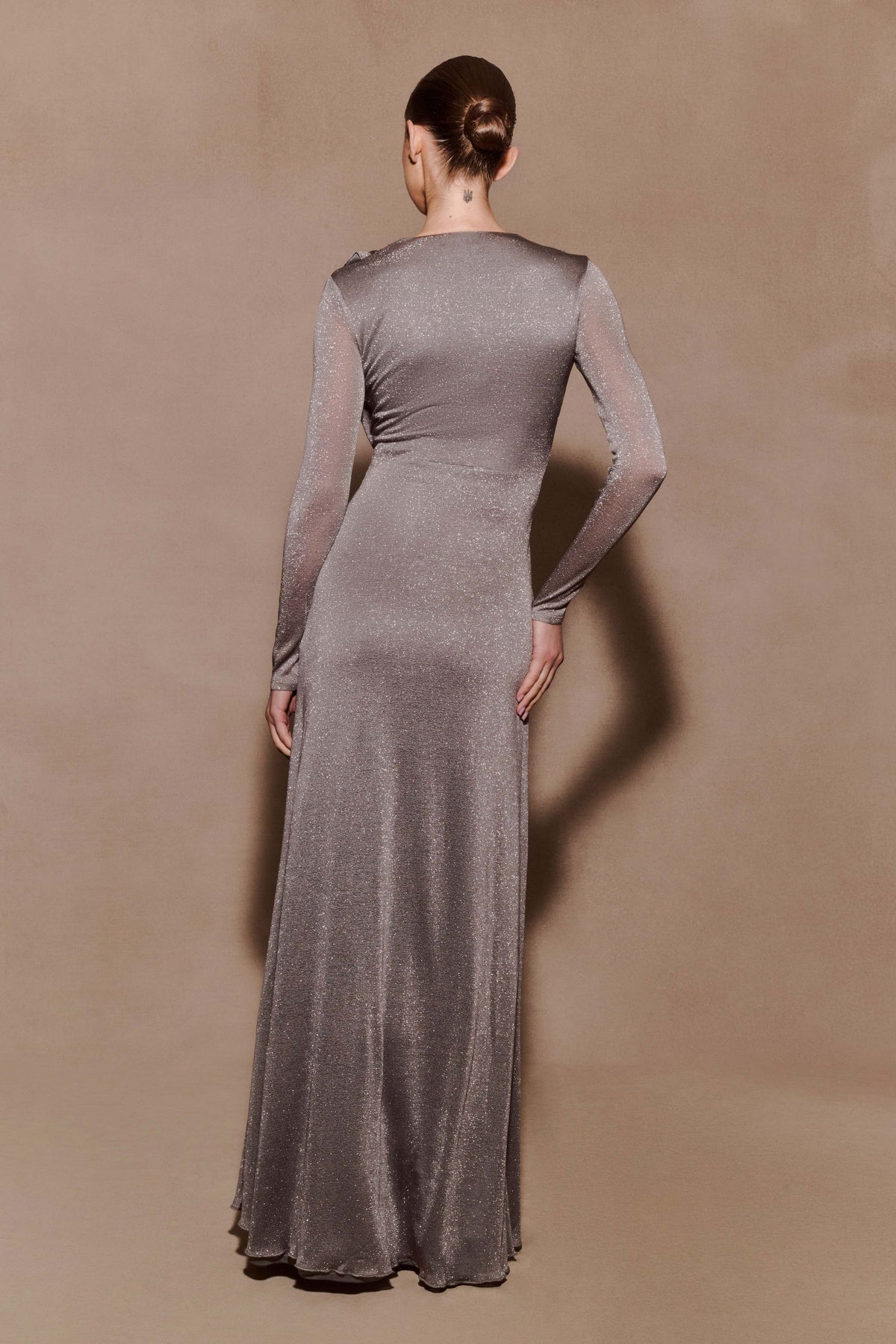 Scarlet Lurex Cowl Maxi Dress - Silver