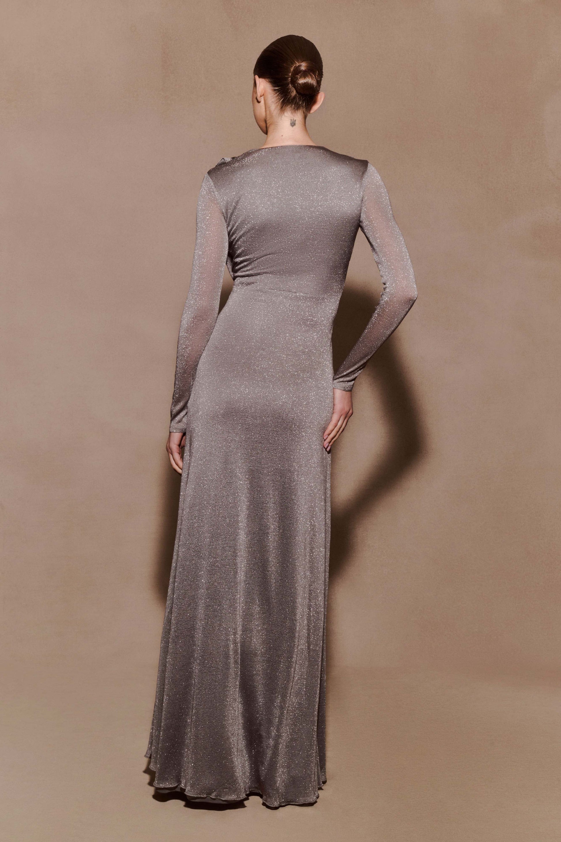 Scarlet Lurex Cowl Maxi Dress - Silver #2