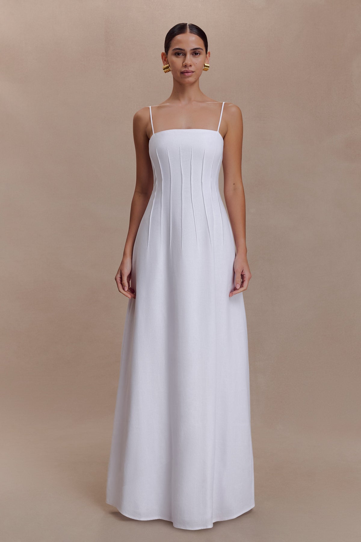 Sofie Pintuck Linen Maxi Dress - White #2
