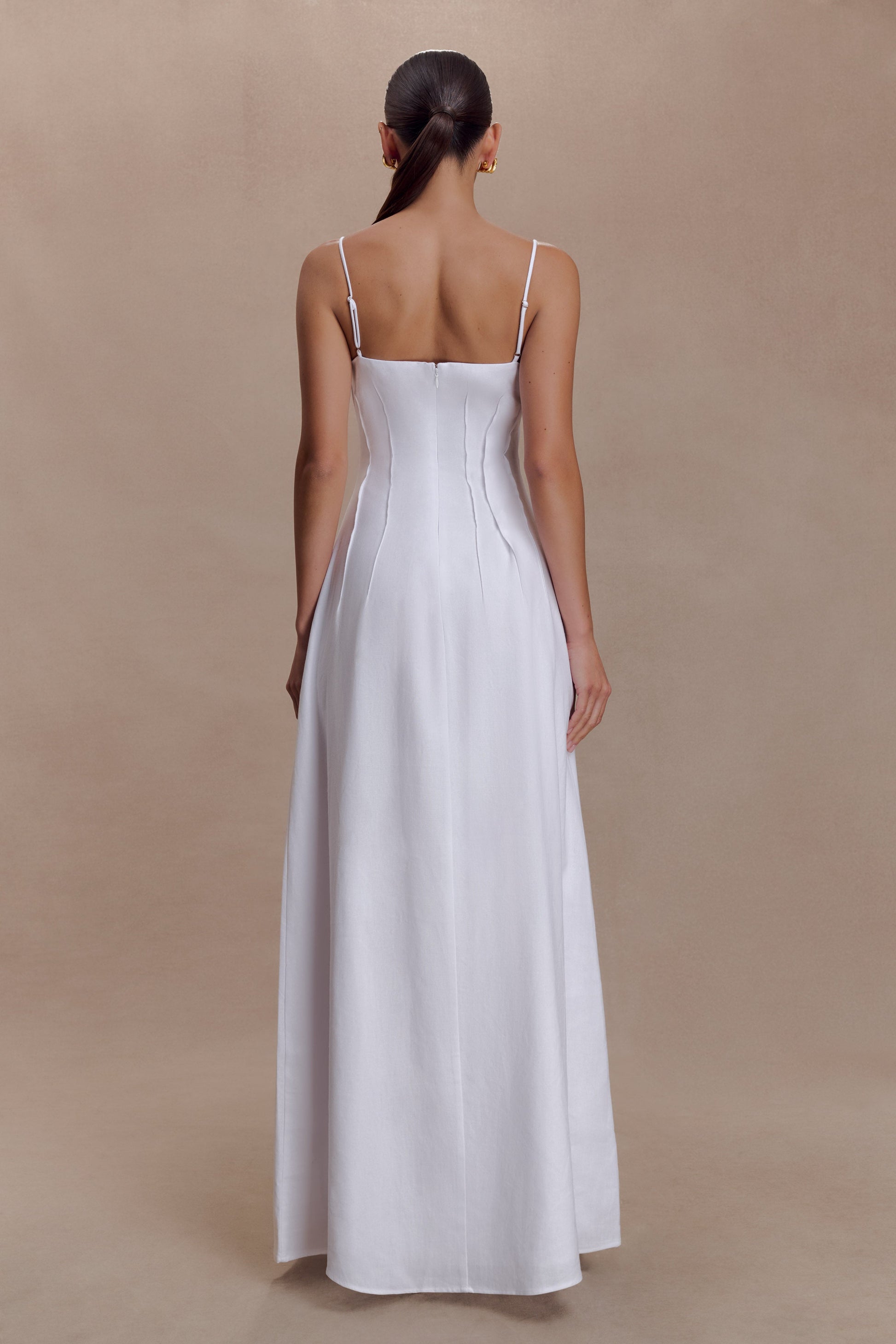 Sofie Pintuck Linen Maxi Dress - White #4