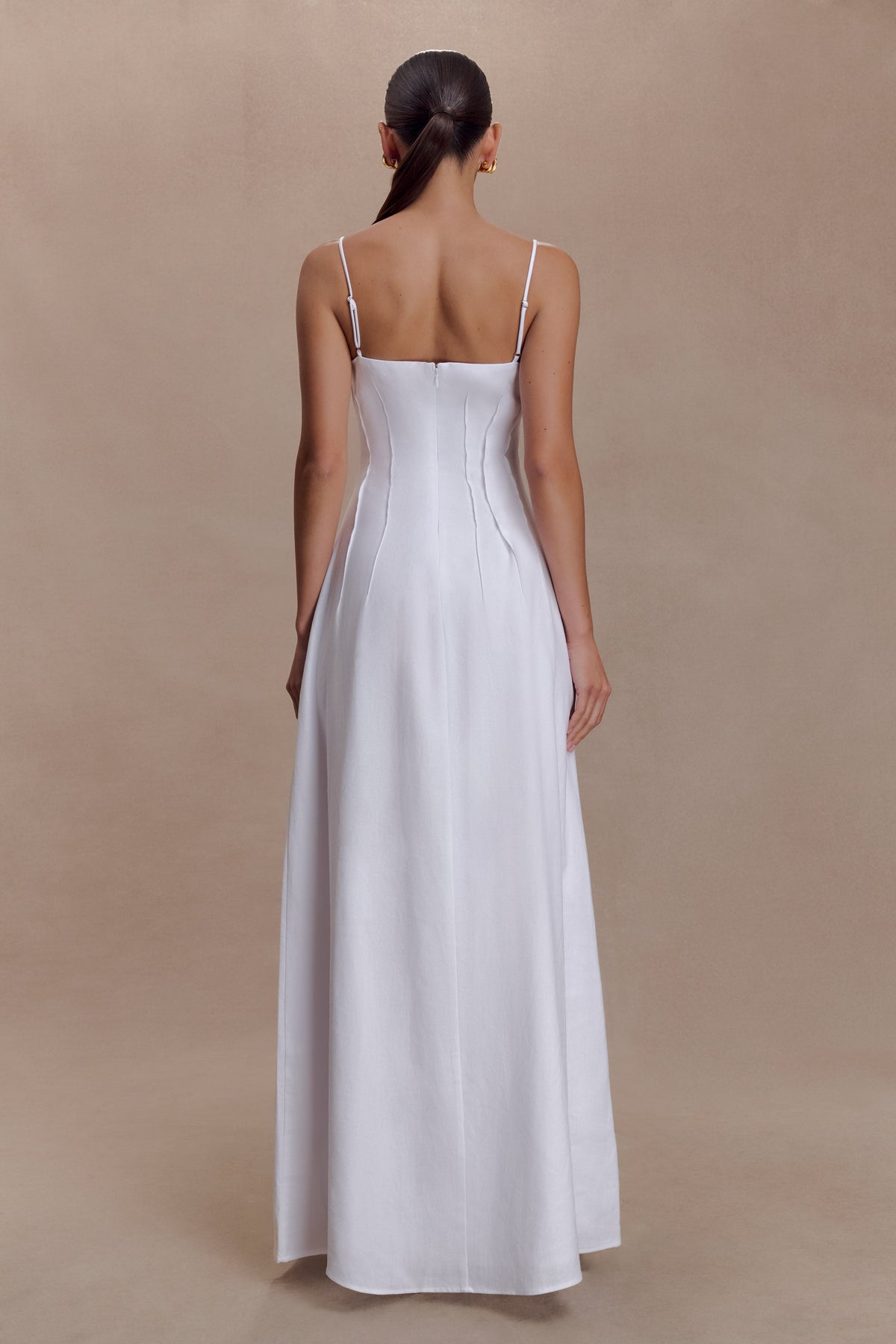 Sofie Pintuck Linen Maxi Dress - White #4