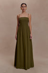 Sofie Pintuck Linen Maxi Dress - Khaki