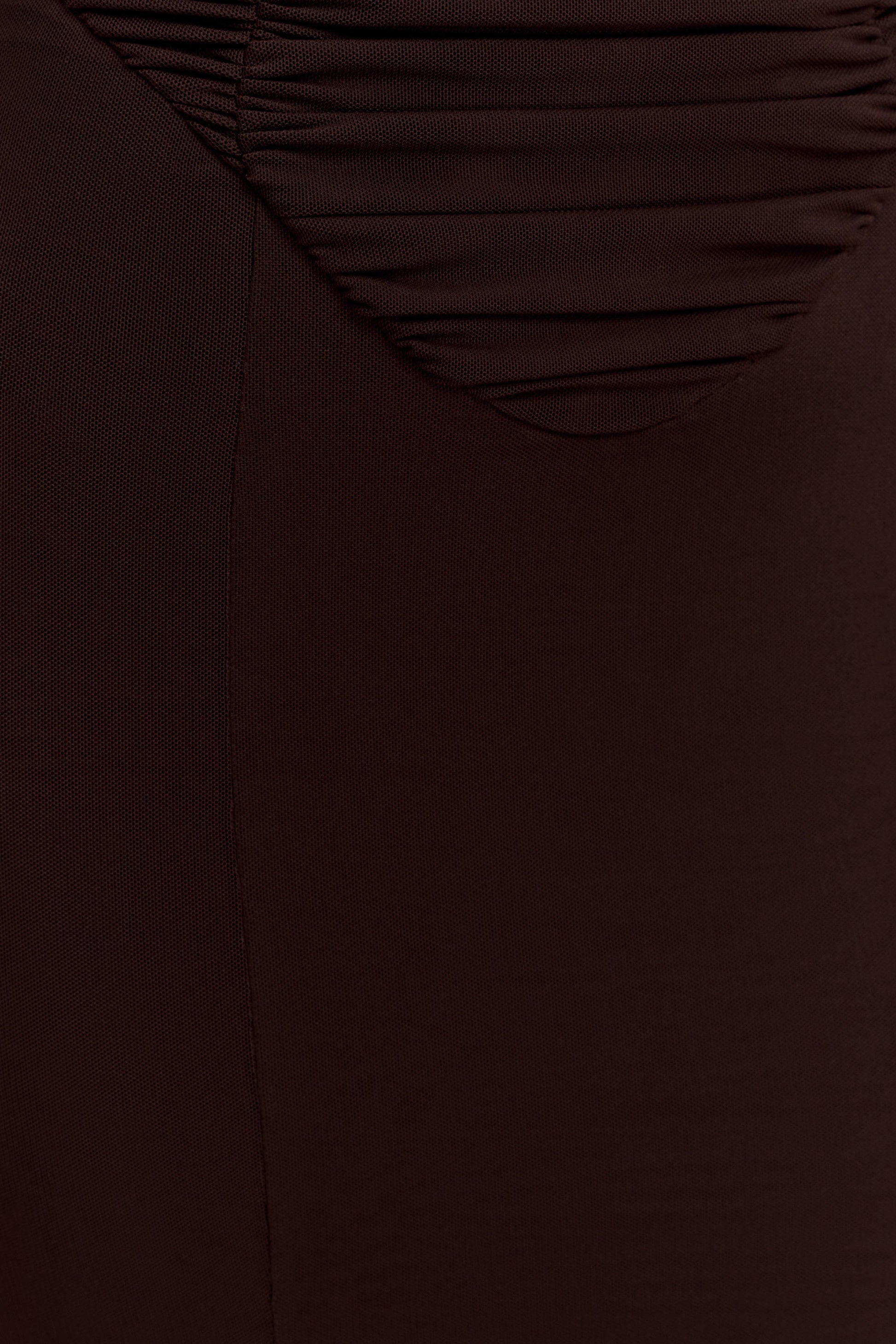 Willa Gathered Mesh Midi Dress - Chocolate #5