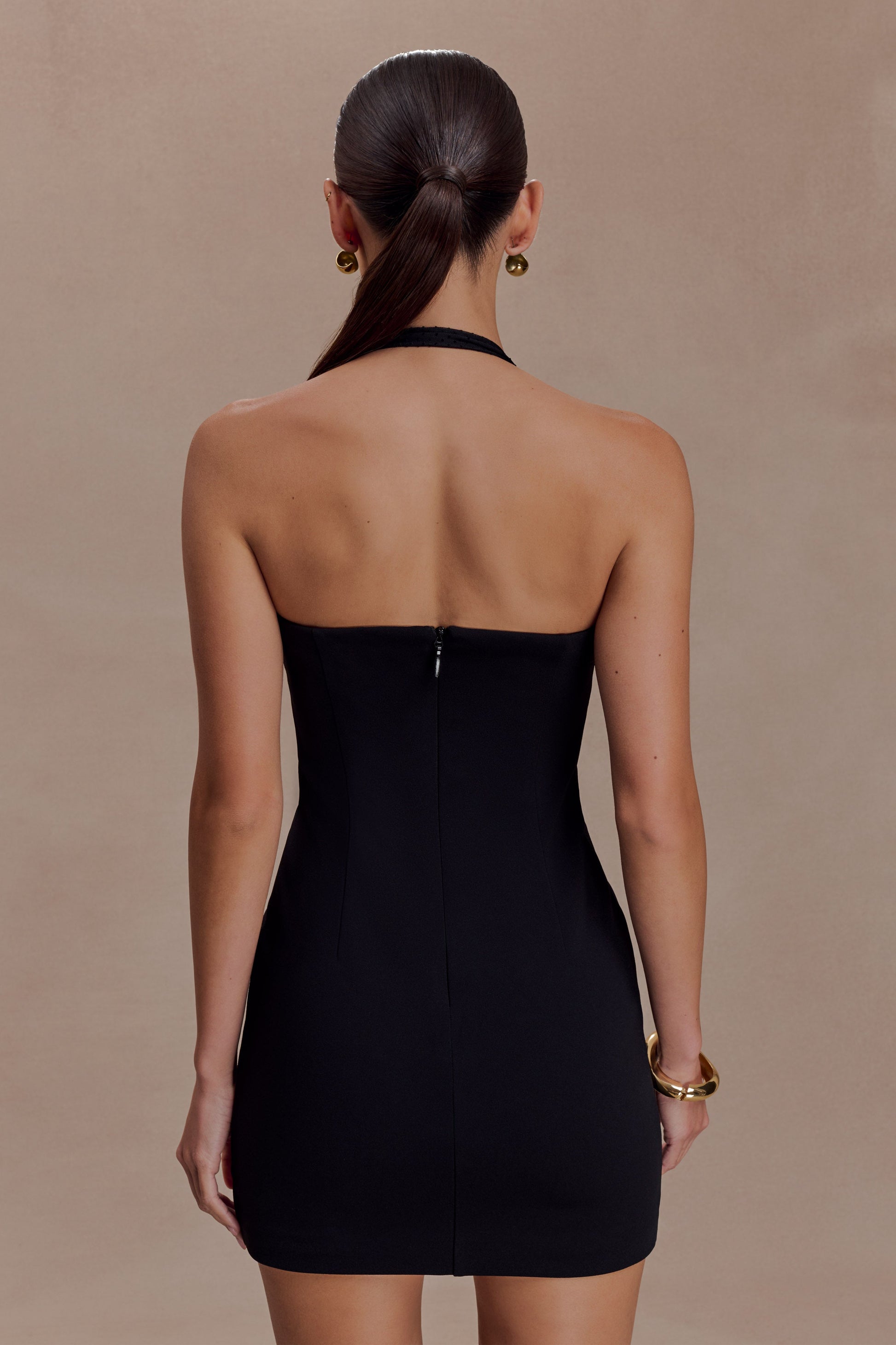 Cressida Crepe Halter Mini Dress - Black #4