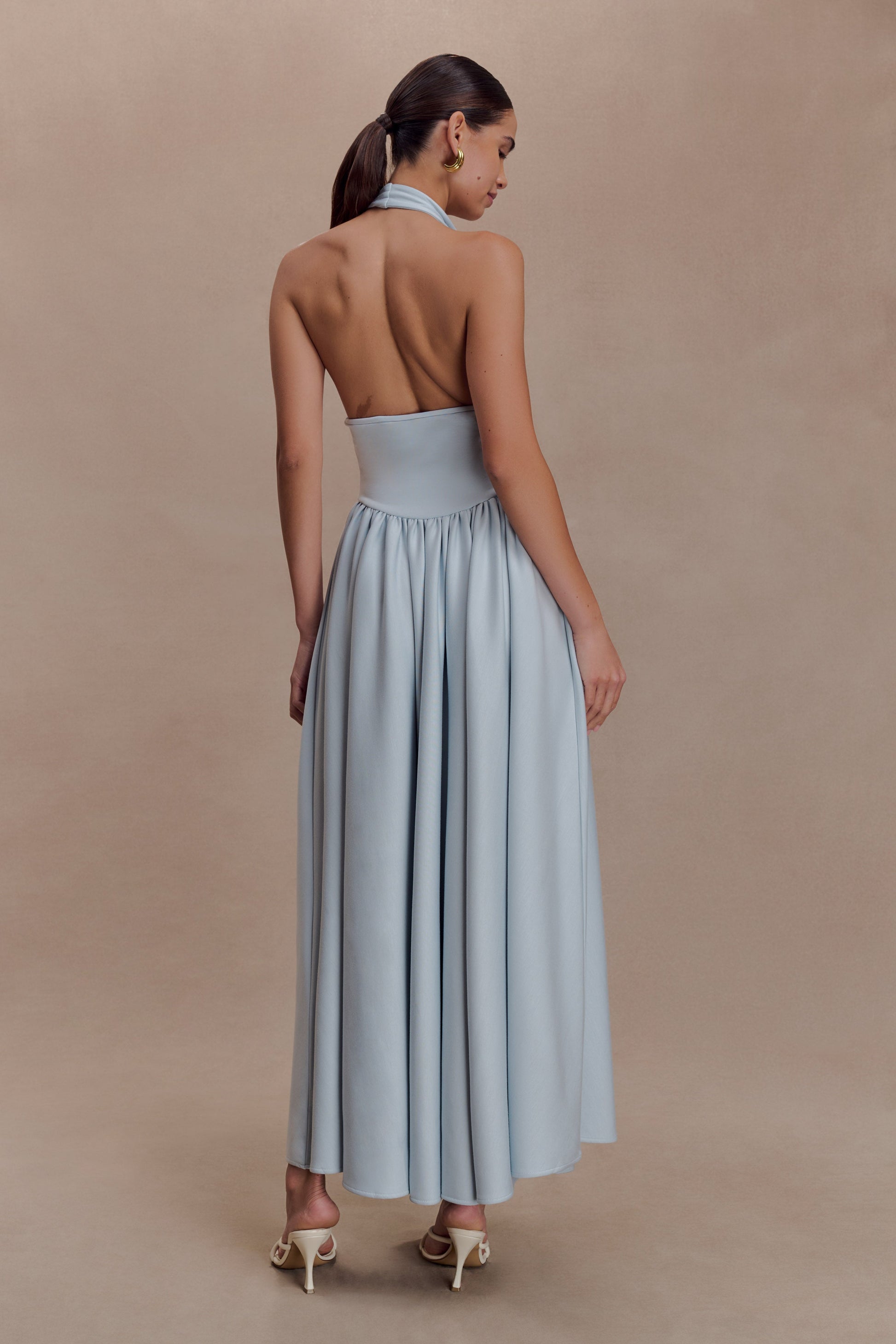 Angelina Scuba Halter Midi Dress - Pale Blue #2