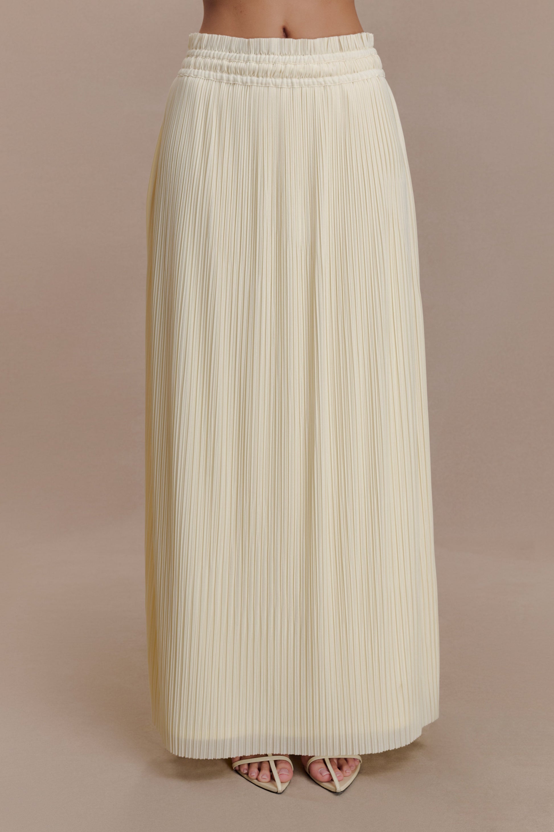 Amaris Gathered Plisse Maxi Skirt - Lemon #5