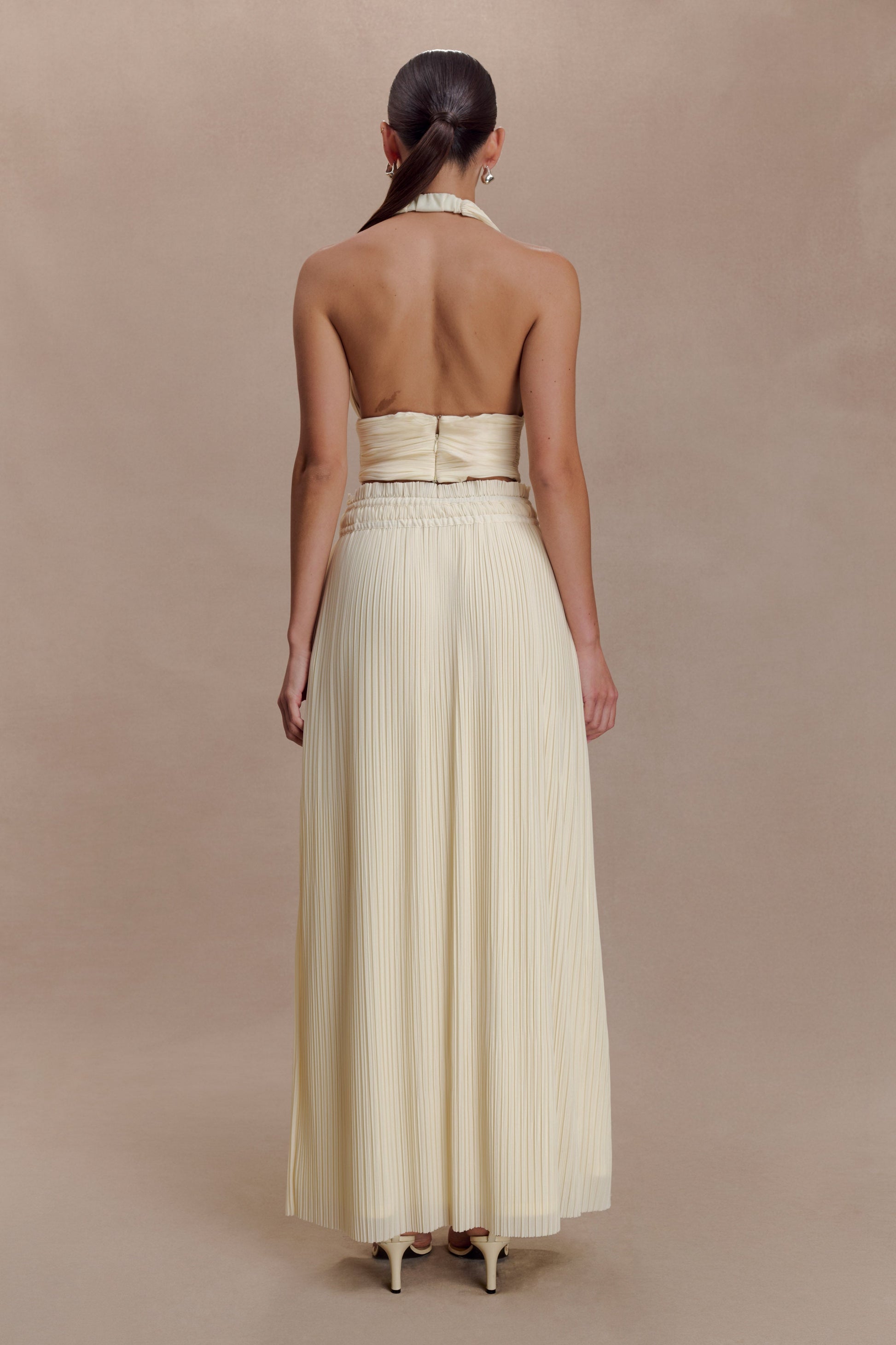 Amaris Gathered Plisse Maxi Skirt - Lemon #2