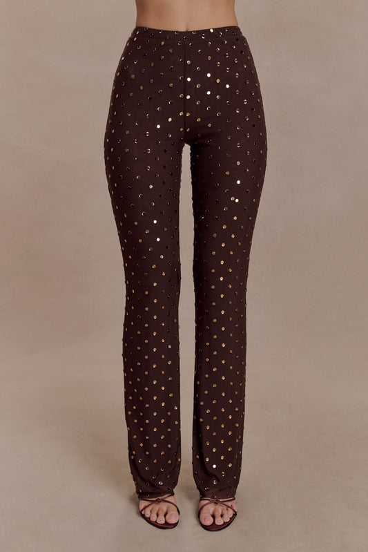 Jackie Diamante Straight Leg Pants - Chocolate