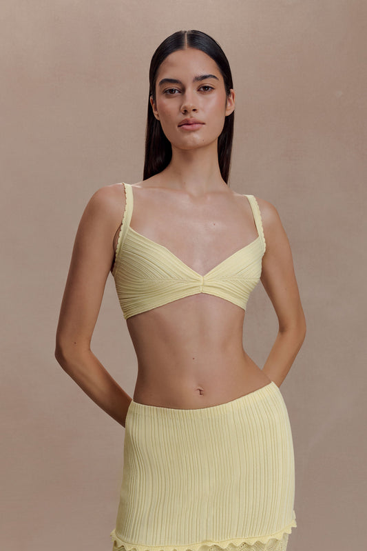 Coleene Pointelle Knit Top - Lemon