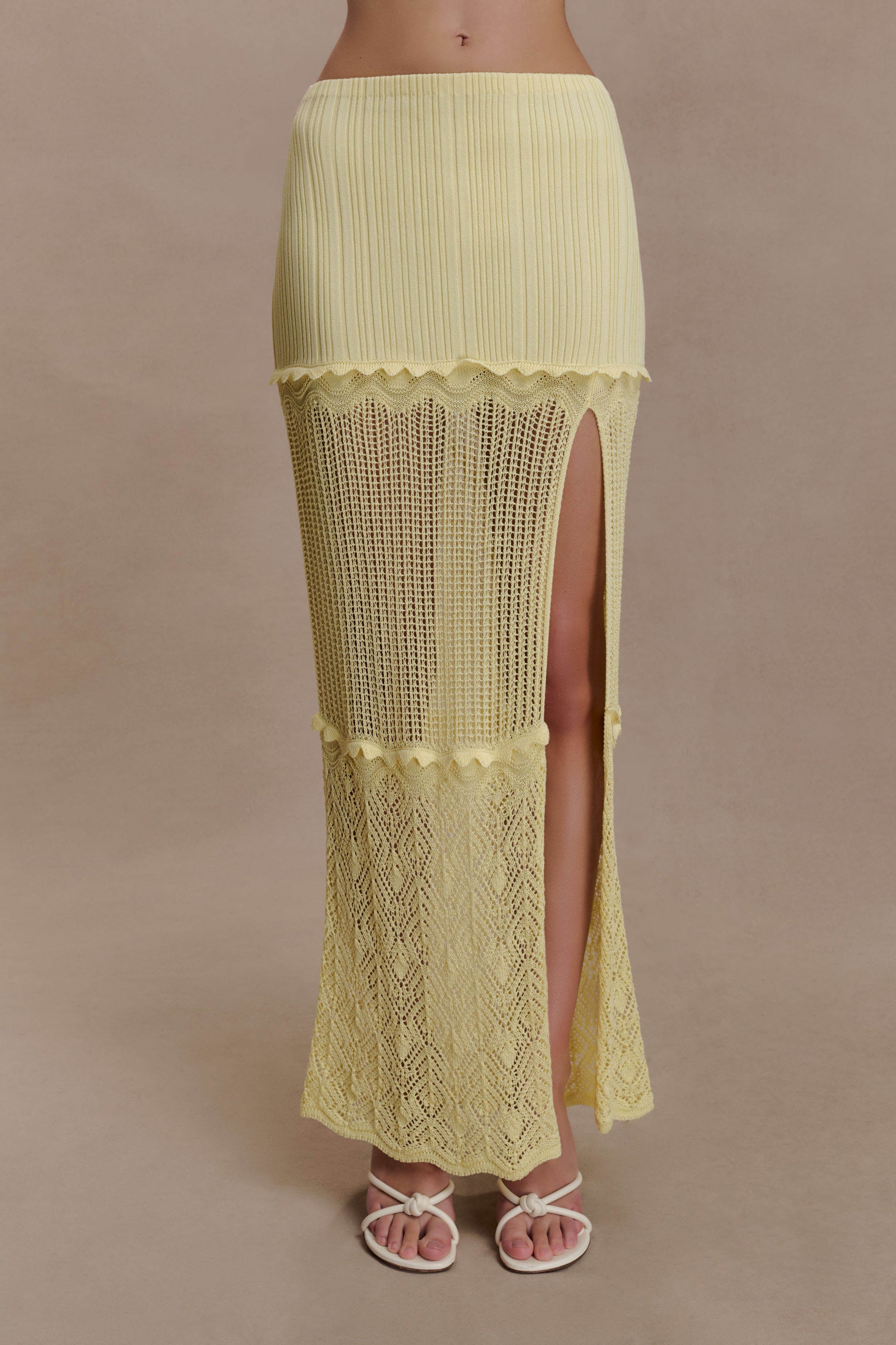 Coleene Pointelle Knit Maxi Skirt - Lemon #6