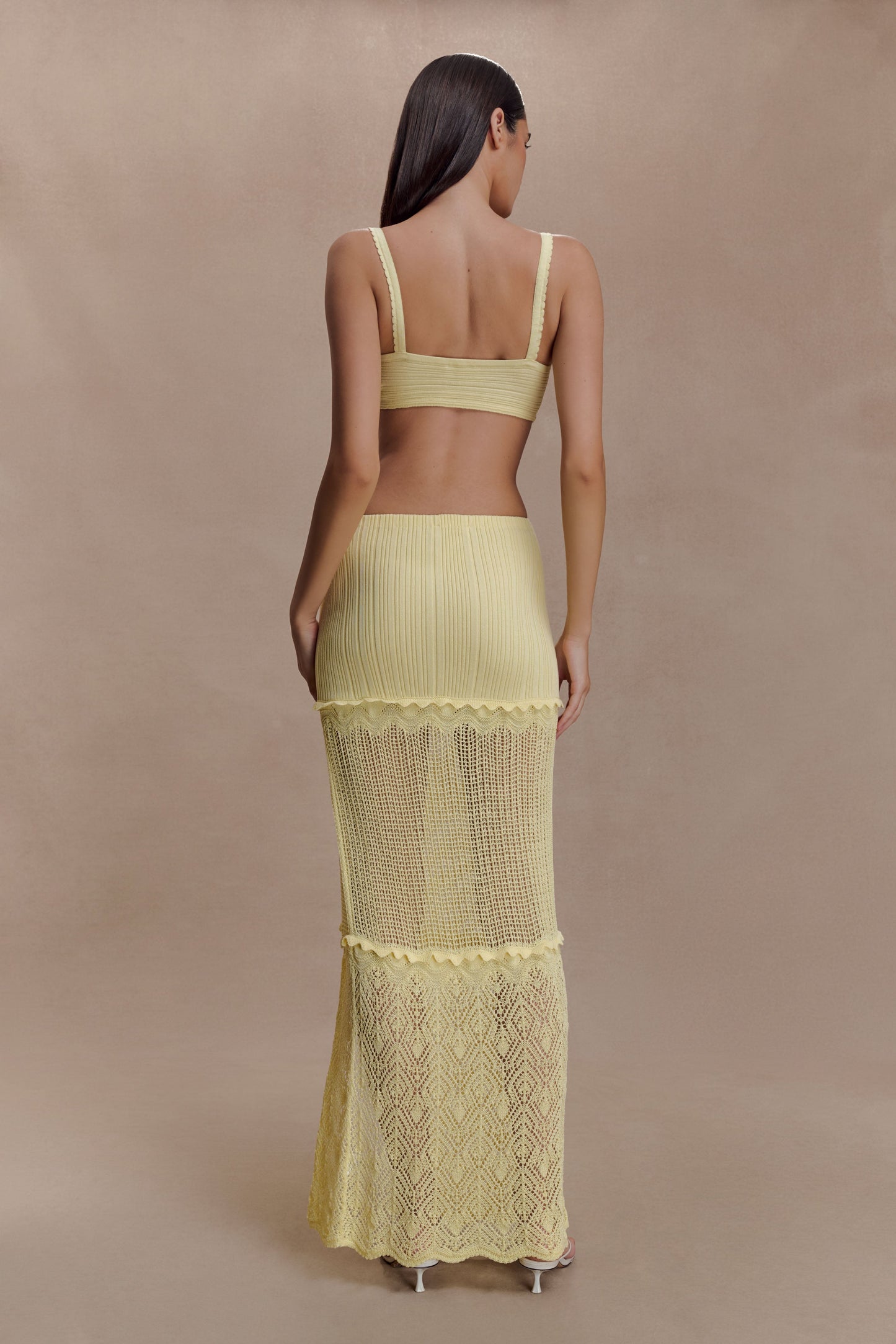 Coleene Pointelle Knit Maxi Skirt - Lemon