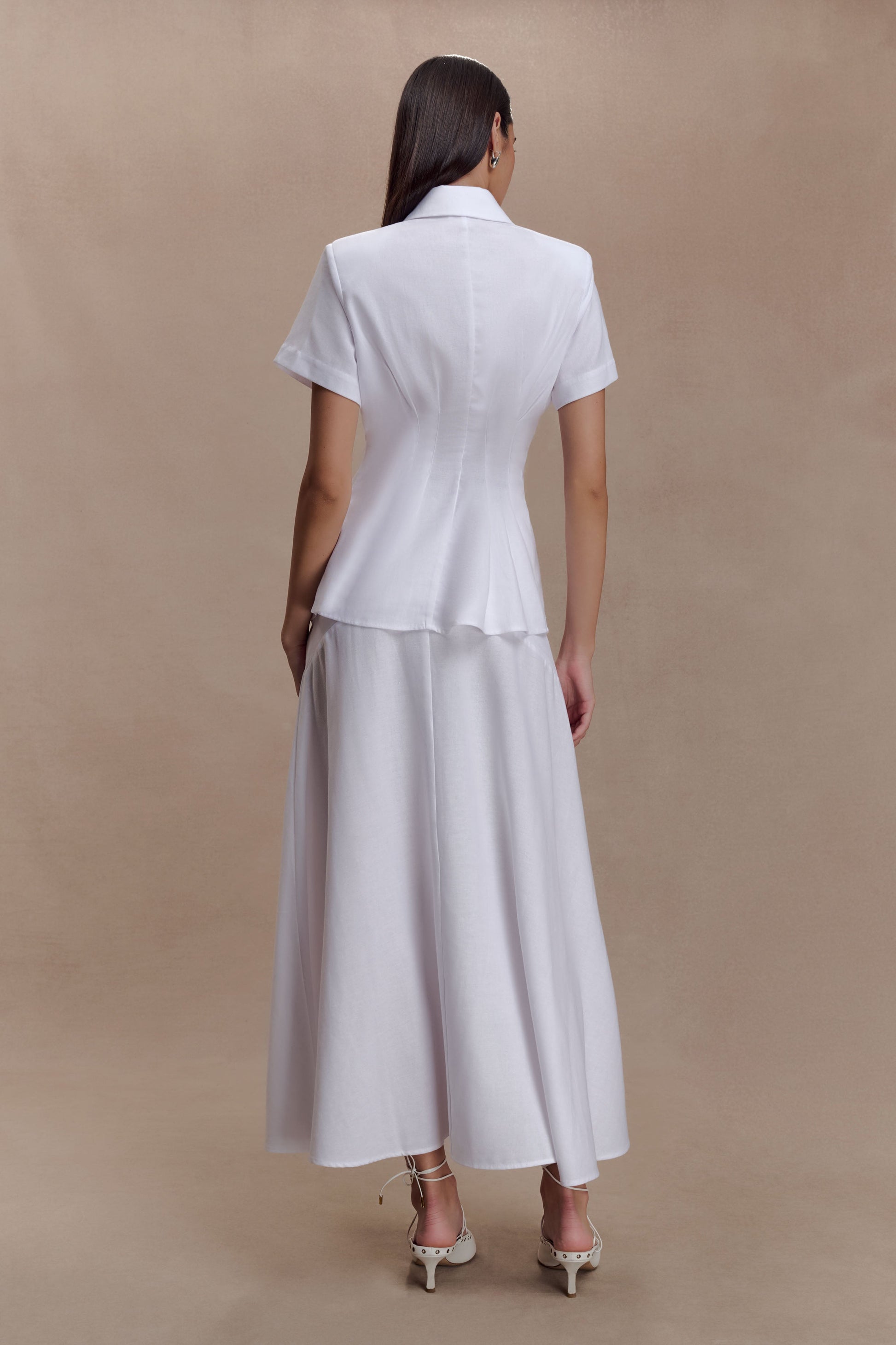 Selma Short Sleeve Linen Shirt - White #2