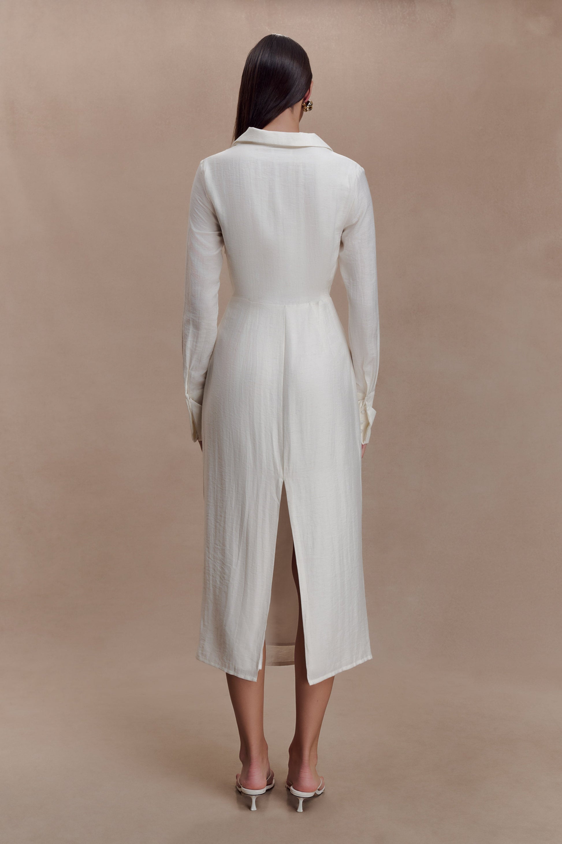 Cecilie Cut Out Shirt Midi Dress - White #2