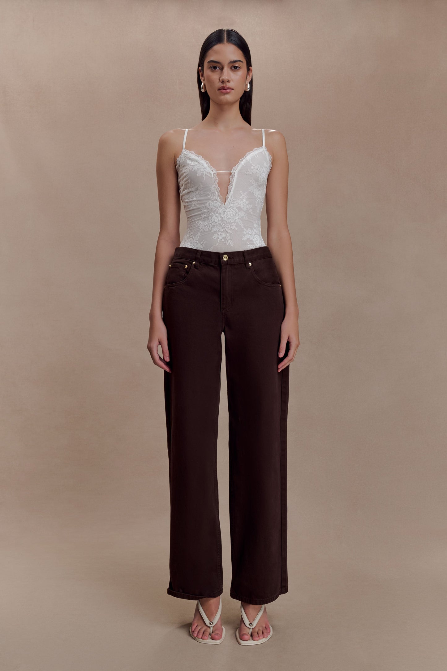 Jasper Plunge Lace Bodysuit - Ivory