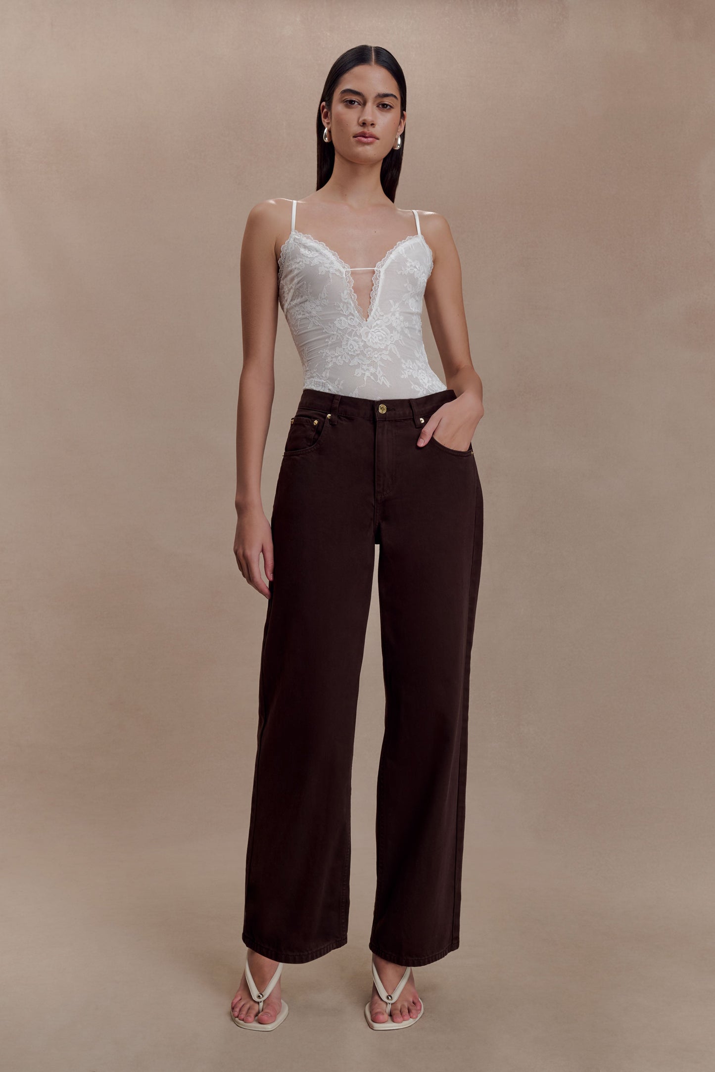 Jasper Plunge Lace Bodysuit - Ivory