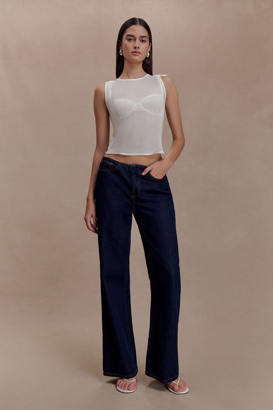 Dollie Sheer Knit Tank Top - Ivory