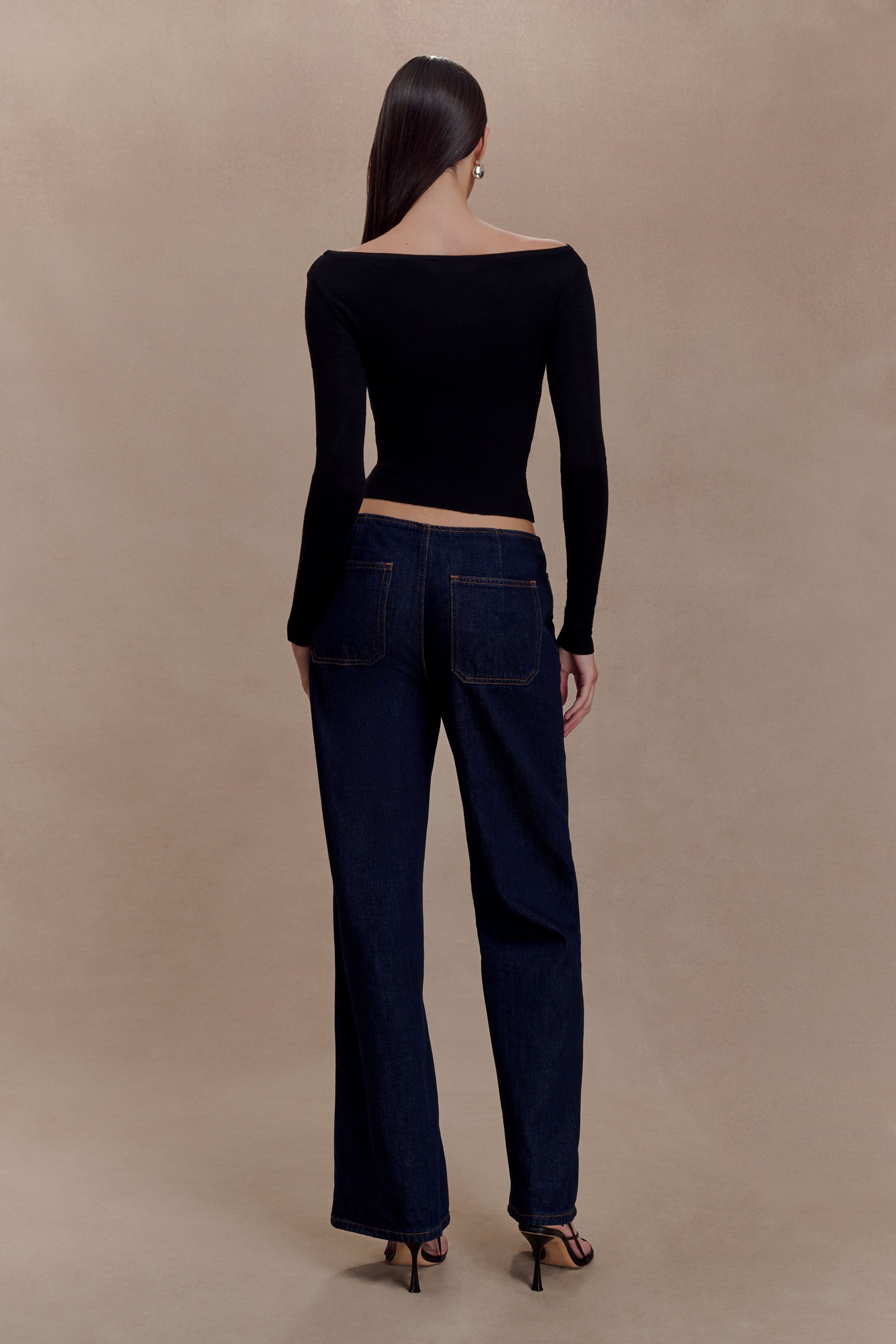 Paedyn Merino Wool Ribbed Long Sleeve Top - Black #2