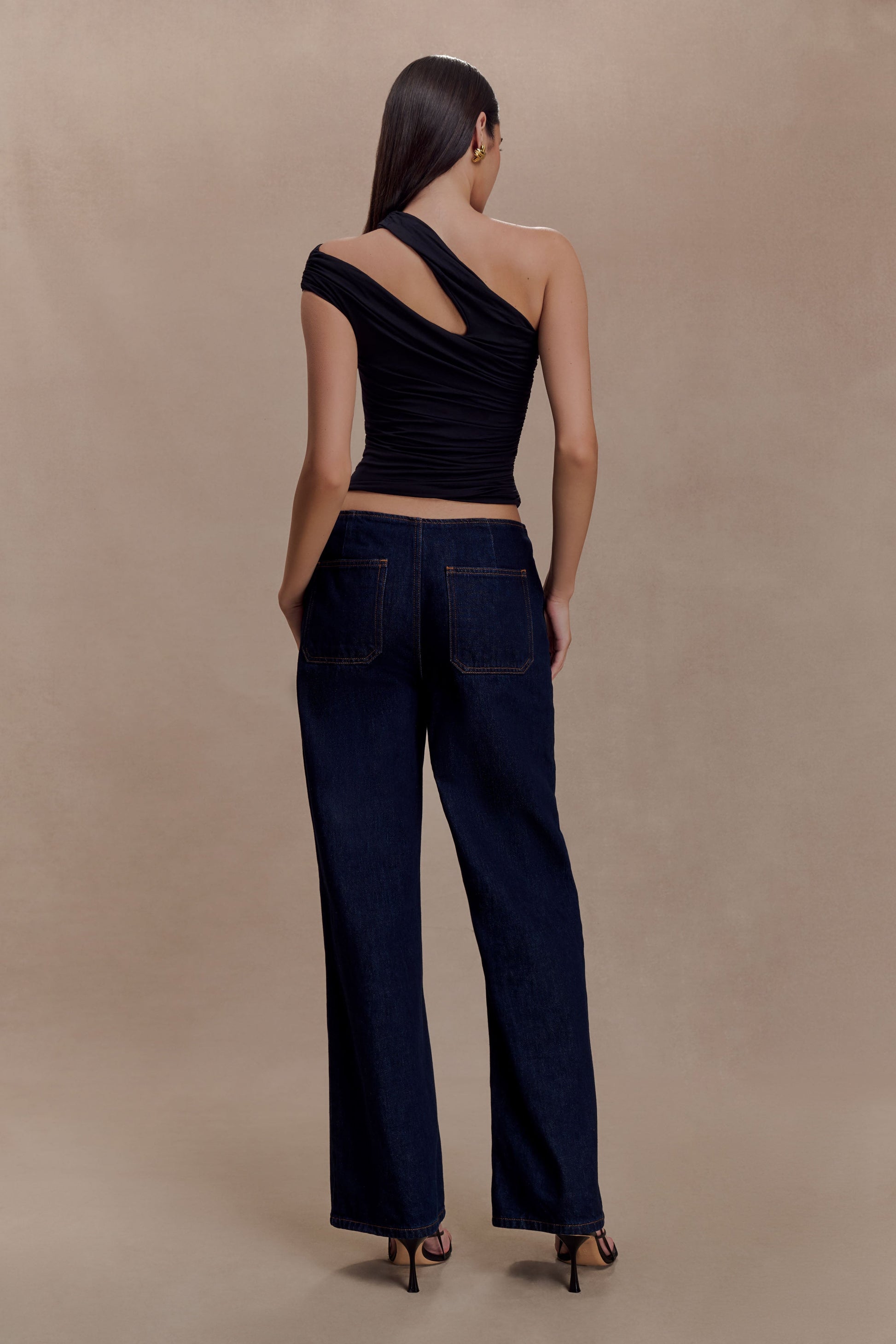 Anna One Shoulder Modal Top - Black #2