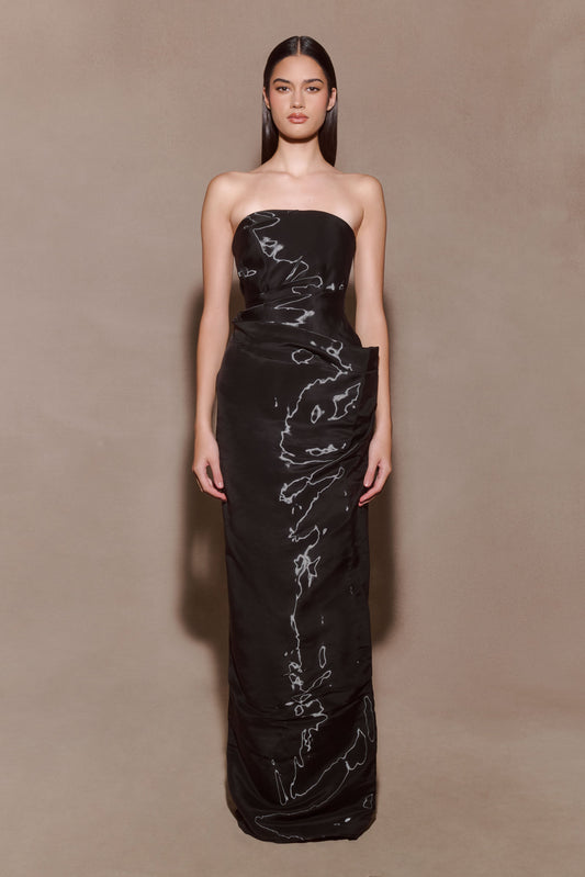 Calliope Strapless Organza Maxi Dress - Black