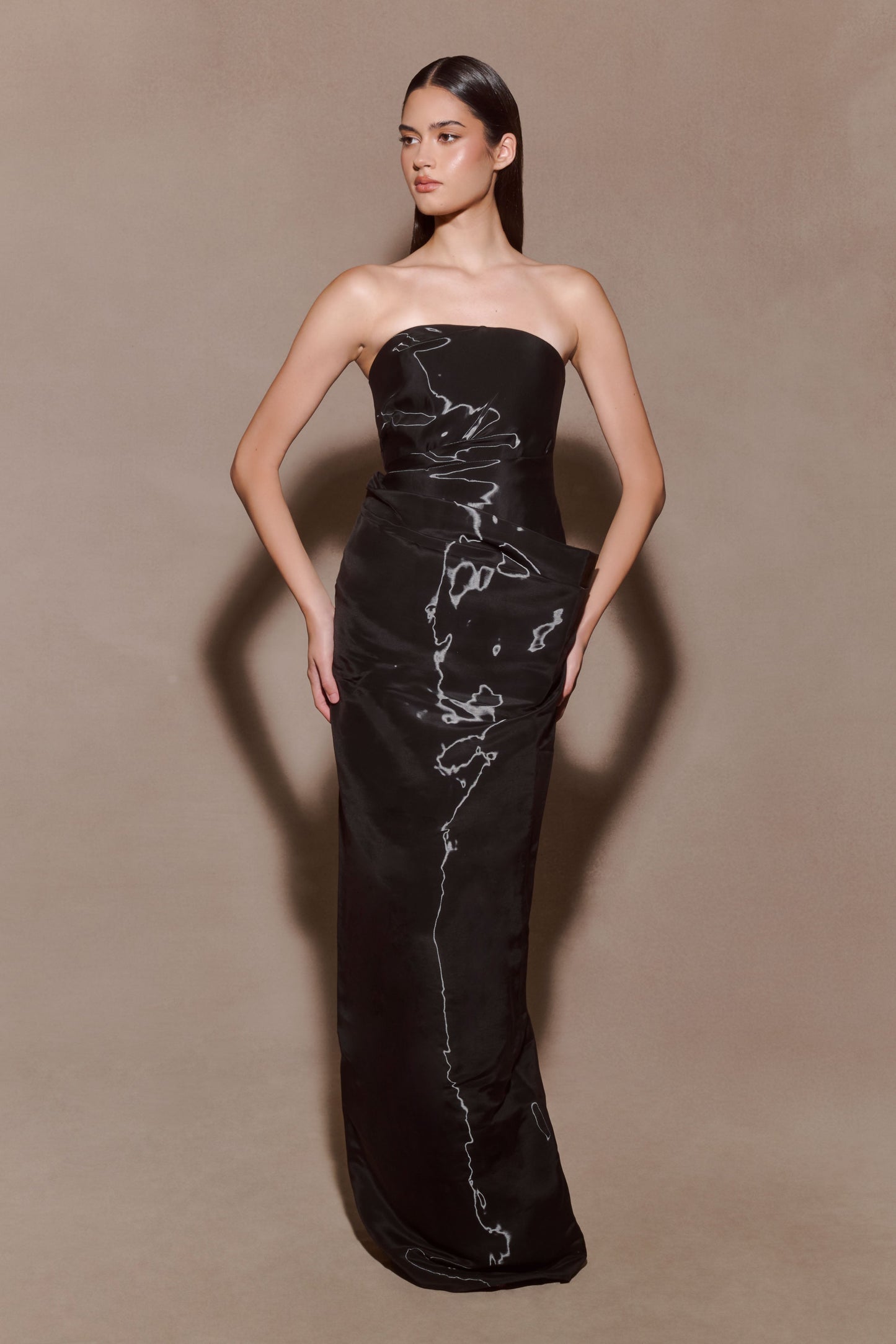 Calliope Strapless Organza Maxi Dress - Black