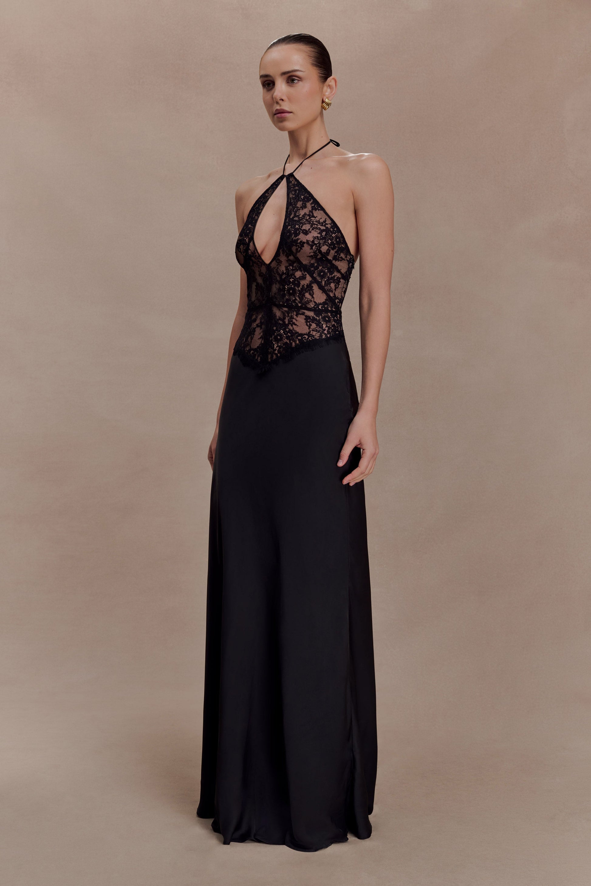 Sascha Lace And Satin Halter Maxi Dress - Black #4