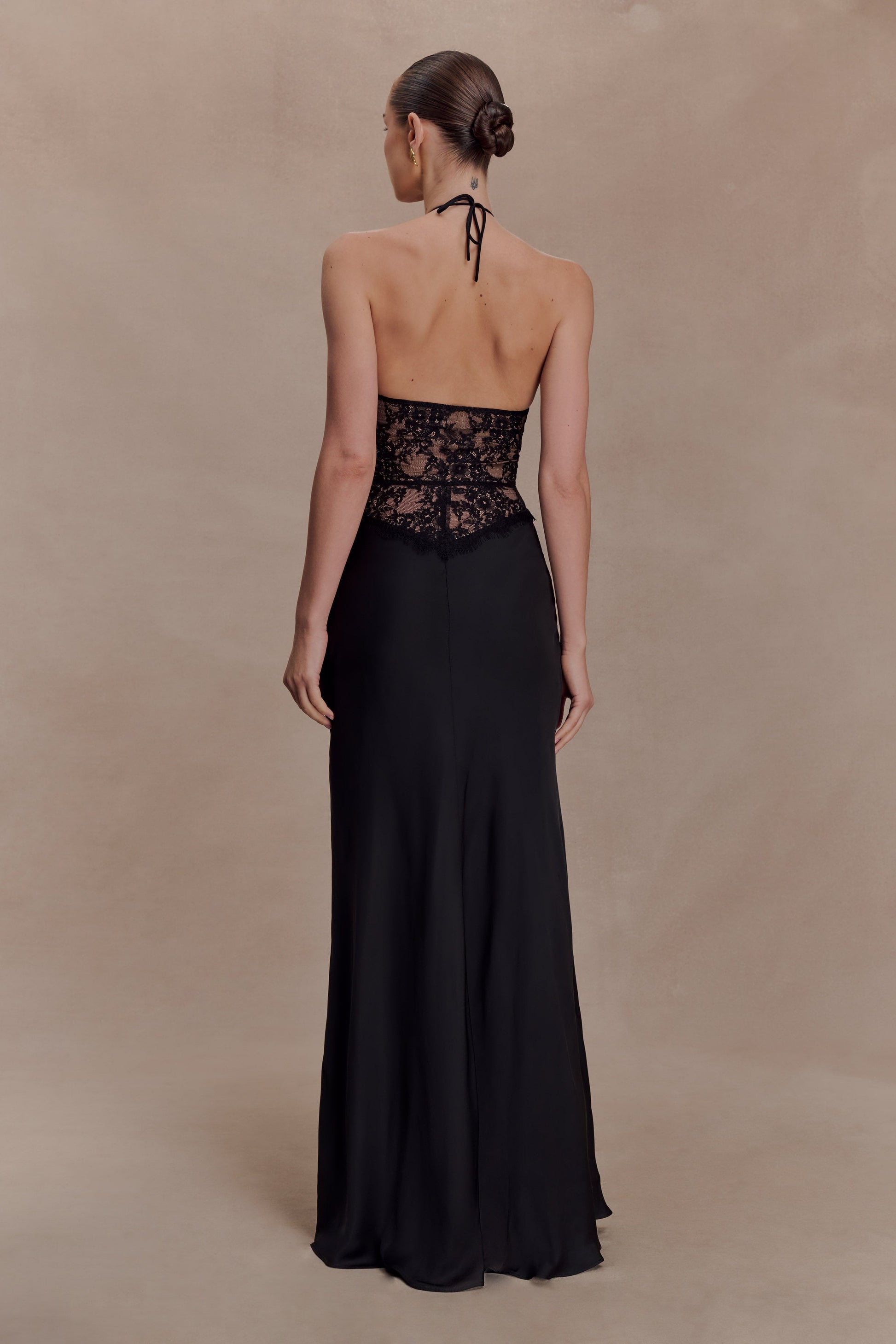 Sascha Lace And Satin Halter Maxi Dress - Black #3