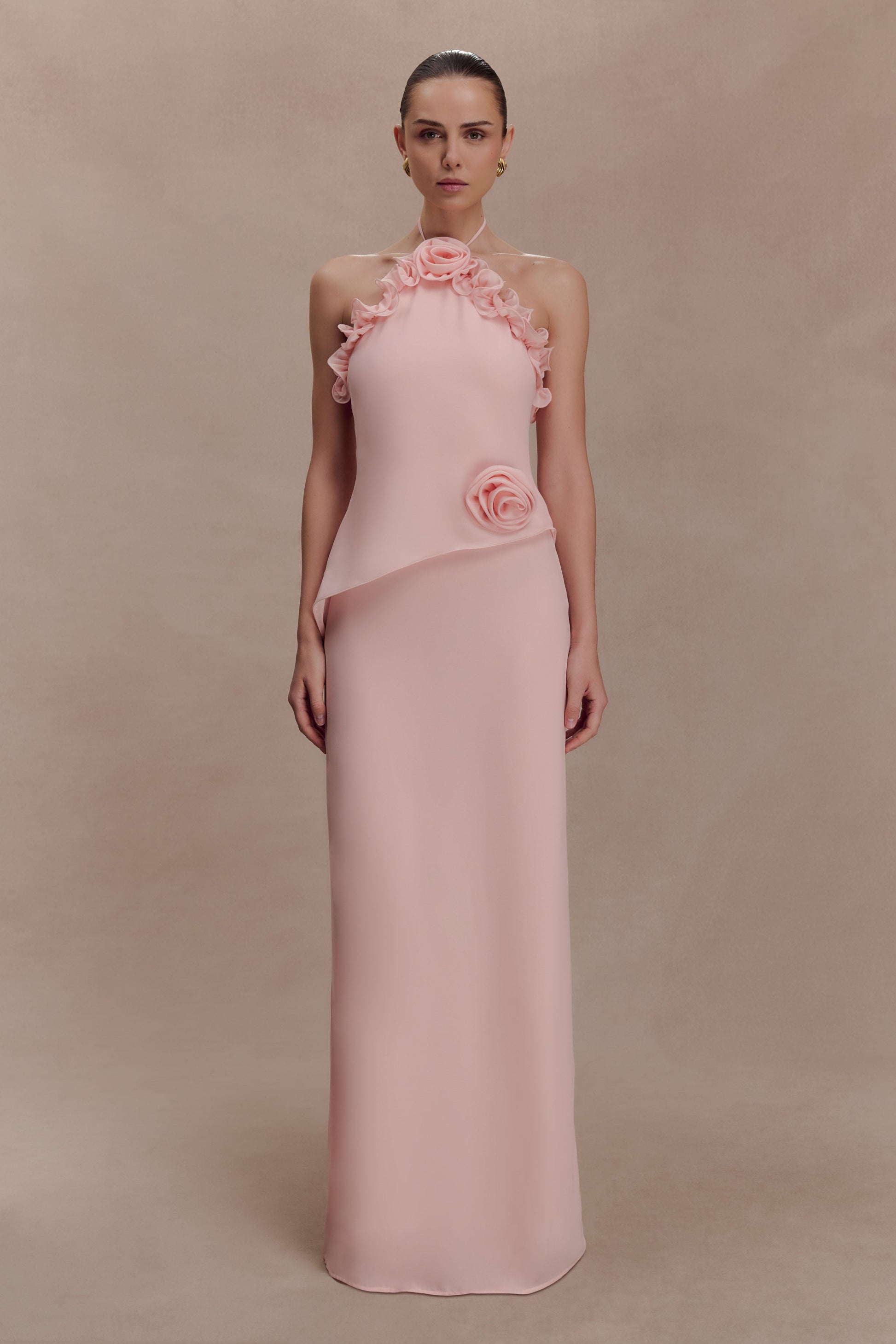 Melissa Chiffon Flower Maxi Dress - Baby Pink #2