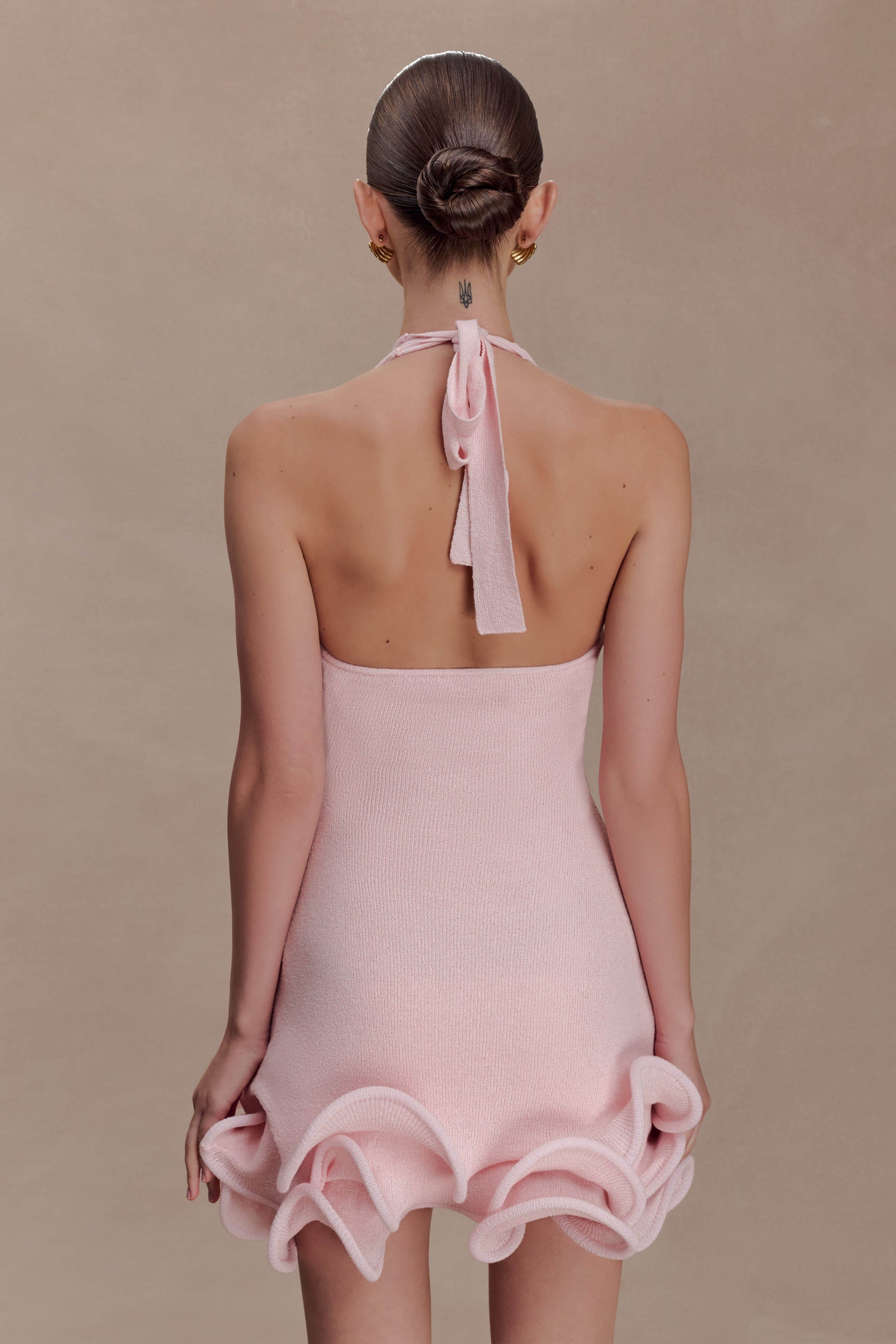 Willowmena Halter Neckline Mini Dress With Tubed Hem - Baby Pink #5