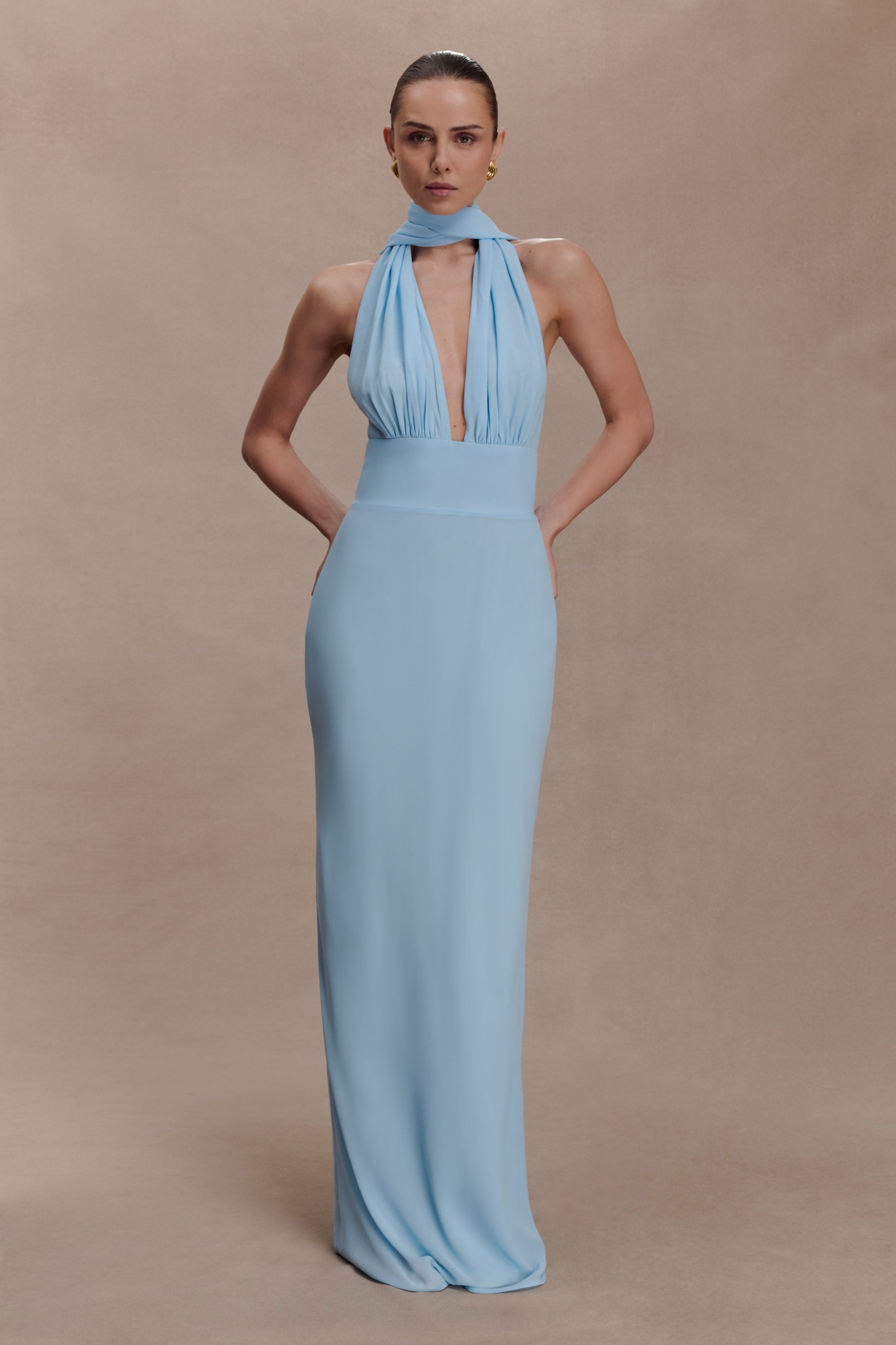 Nadine Halter Chiffon Maxi Dress - Blue #4