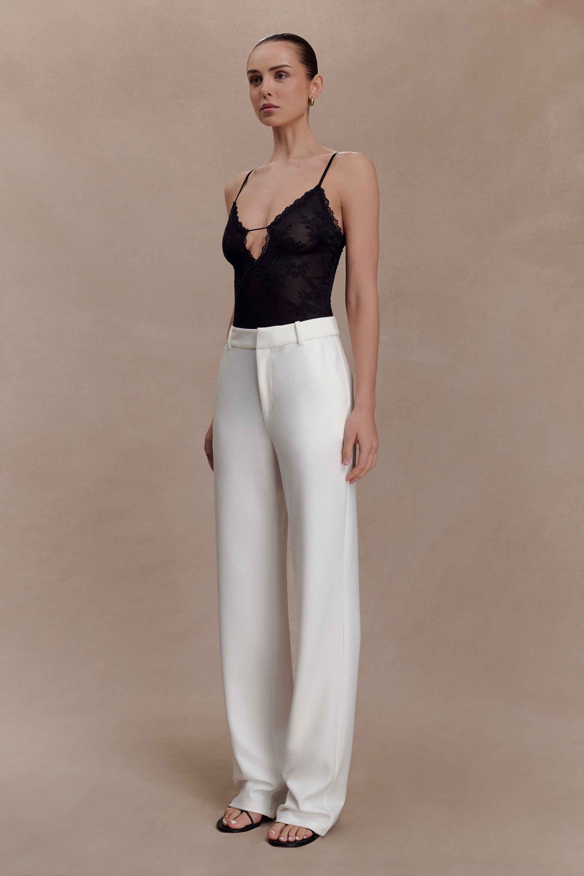 Maude Crepe Straight Leg Pants - Ivory #3