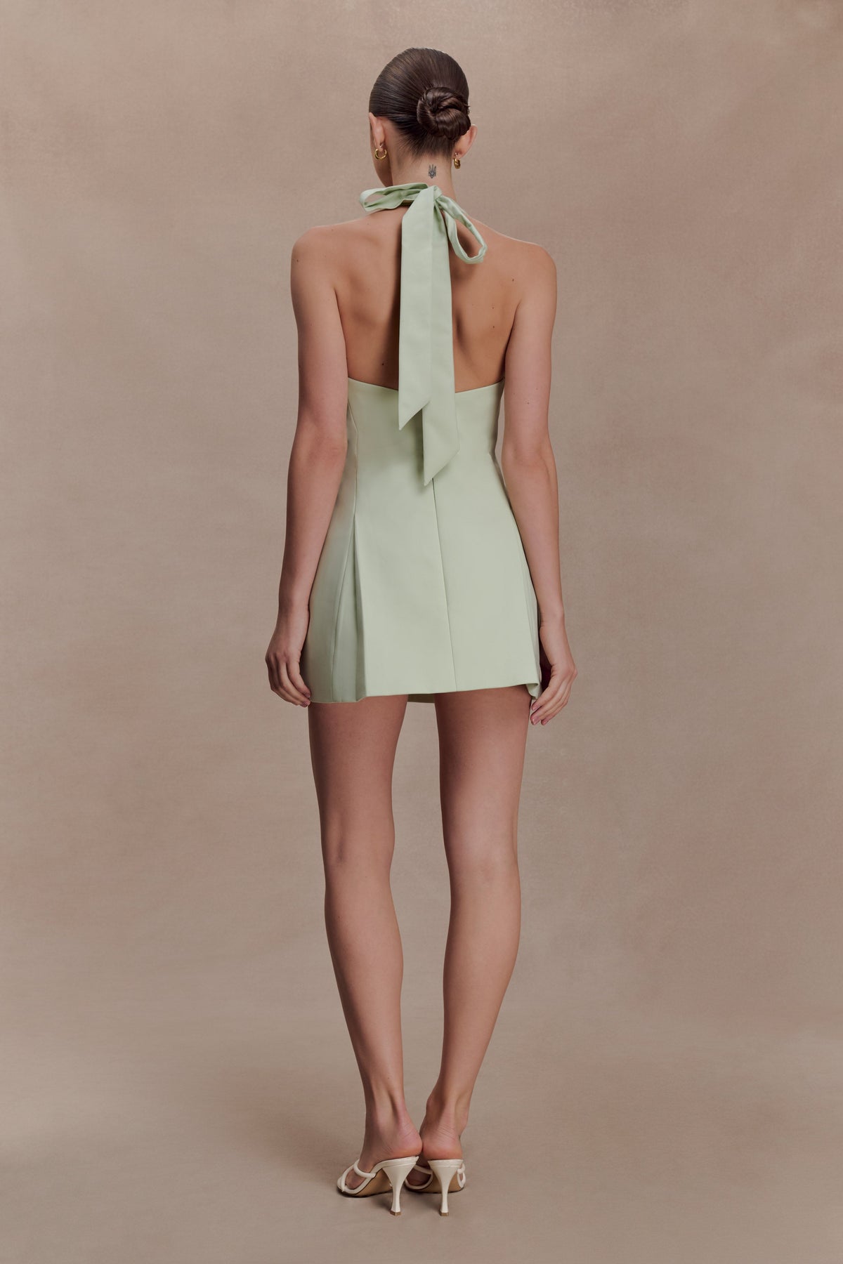 Nelly Halter Neck Cotton Mini Dress - Sage #4
